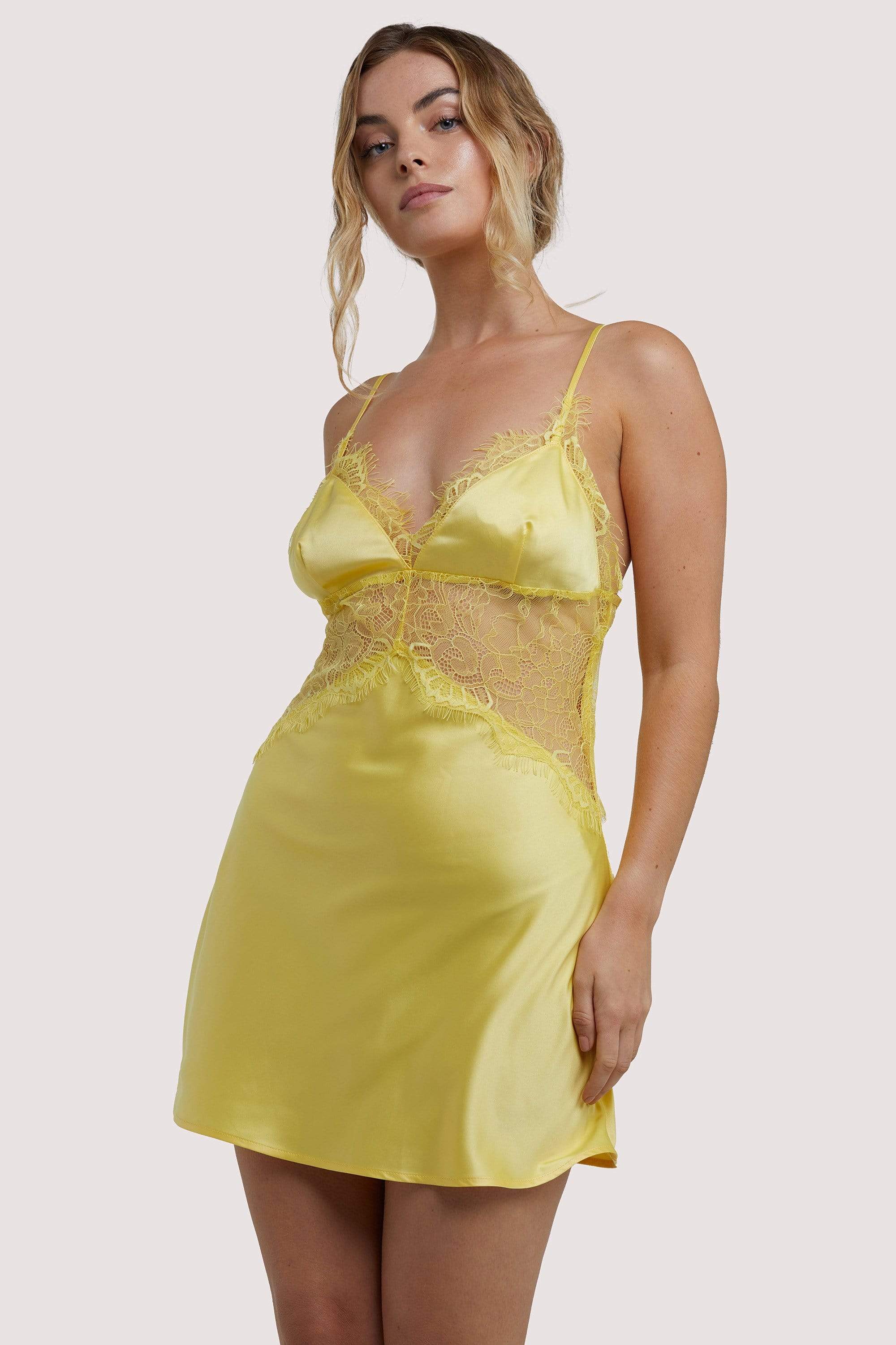 Wolf & Whistle Helena Yellow Slip Dress UK 10 / US 6