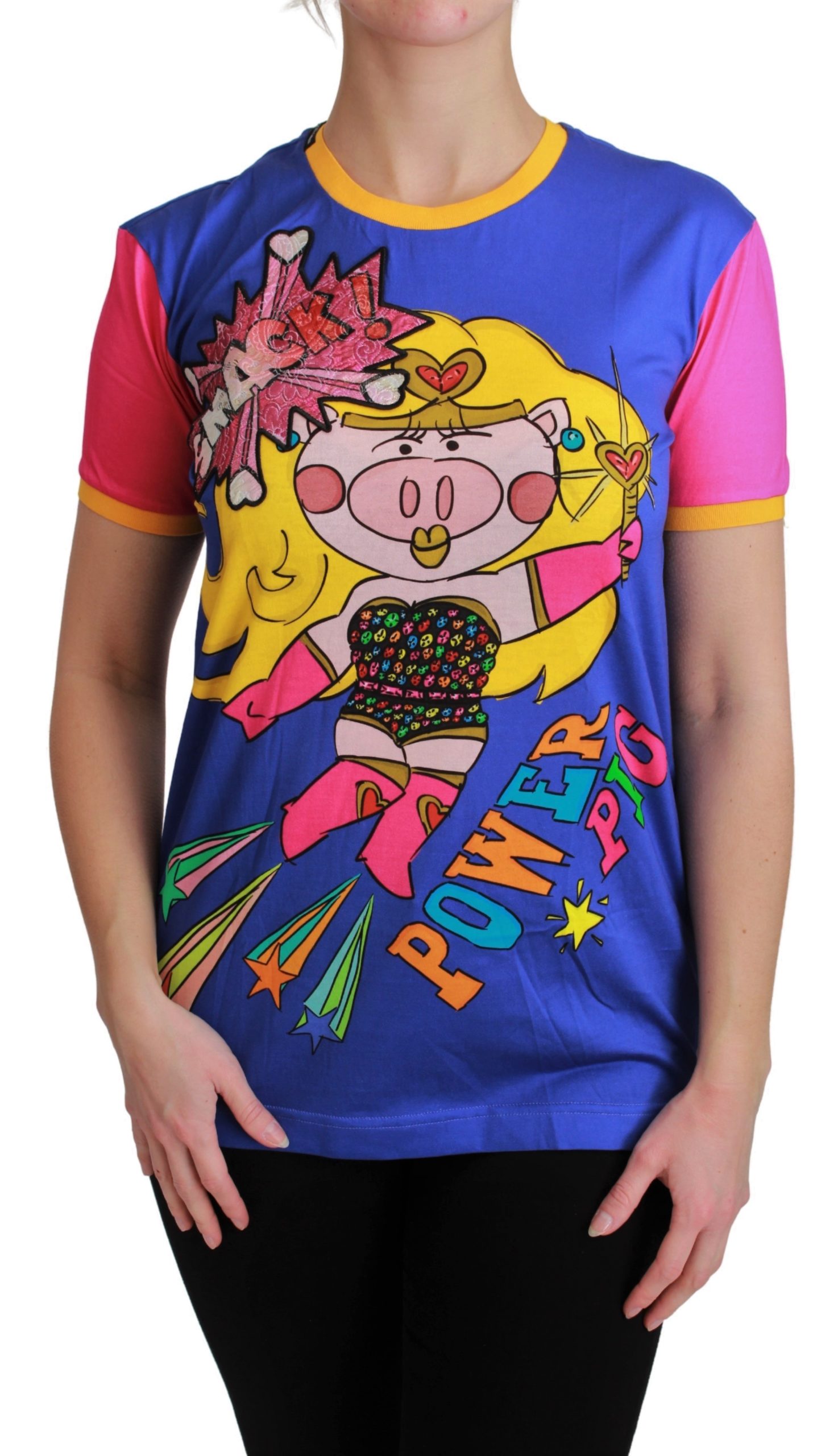 Dolce & Gabbana Women's PIG SUPERGIRL T-Shirt Blue TSH4553 - IT36 | XS
