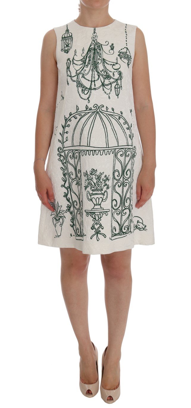 Dolce & Gabbana Women's Jacquard Sicily Print Dress White DR1164 - IT38|XS