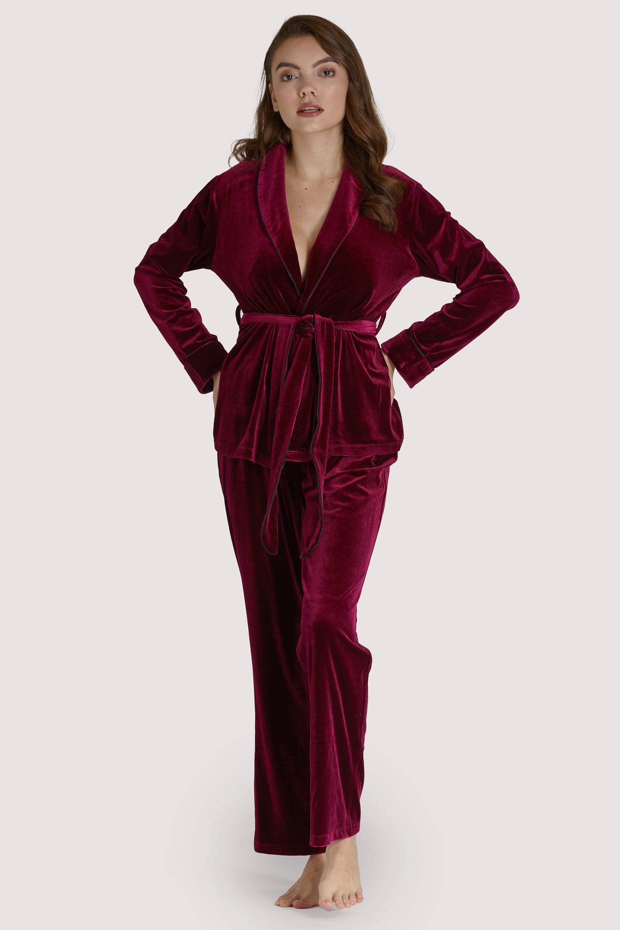 Playful Promises Velvet Wine Red Pyjama Set UK 8 / US 4