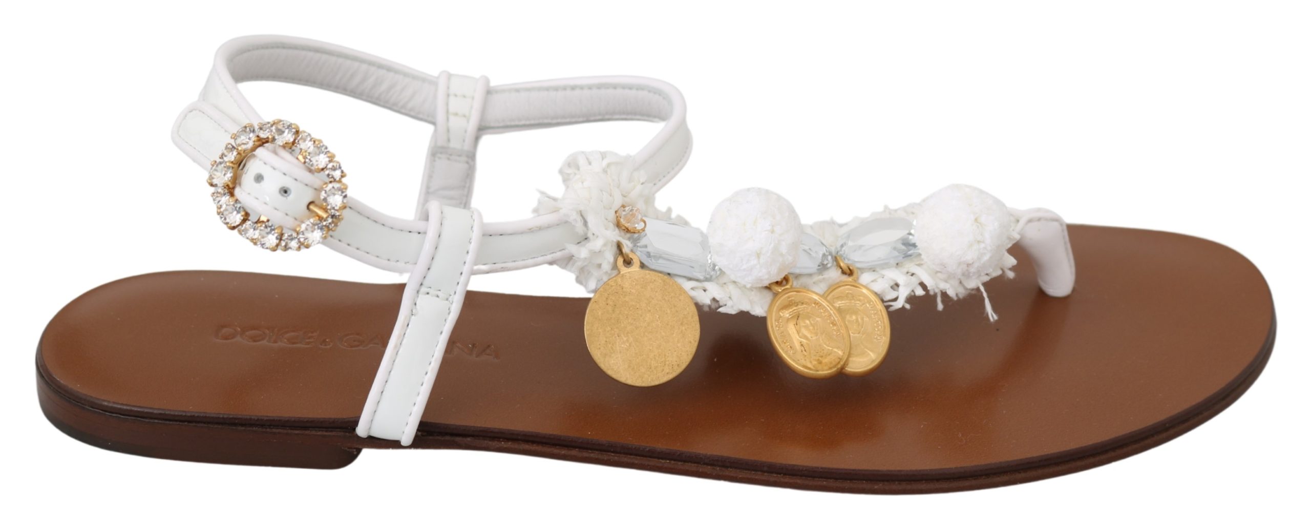 Dolce & Gabbana Women's Crystal Coins Sandal White LA6889 - EU36/US5.5