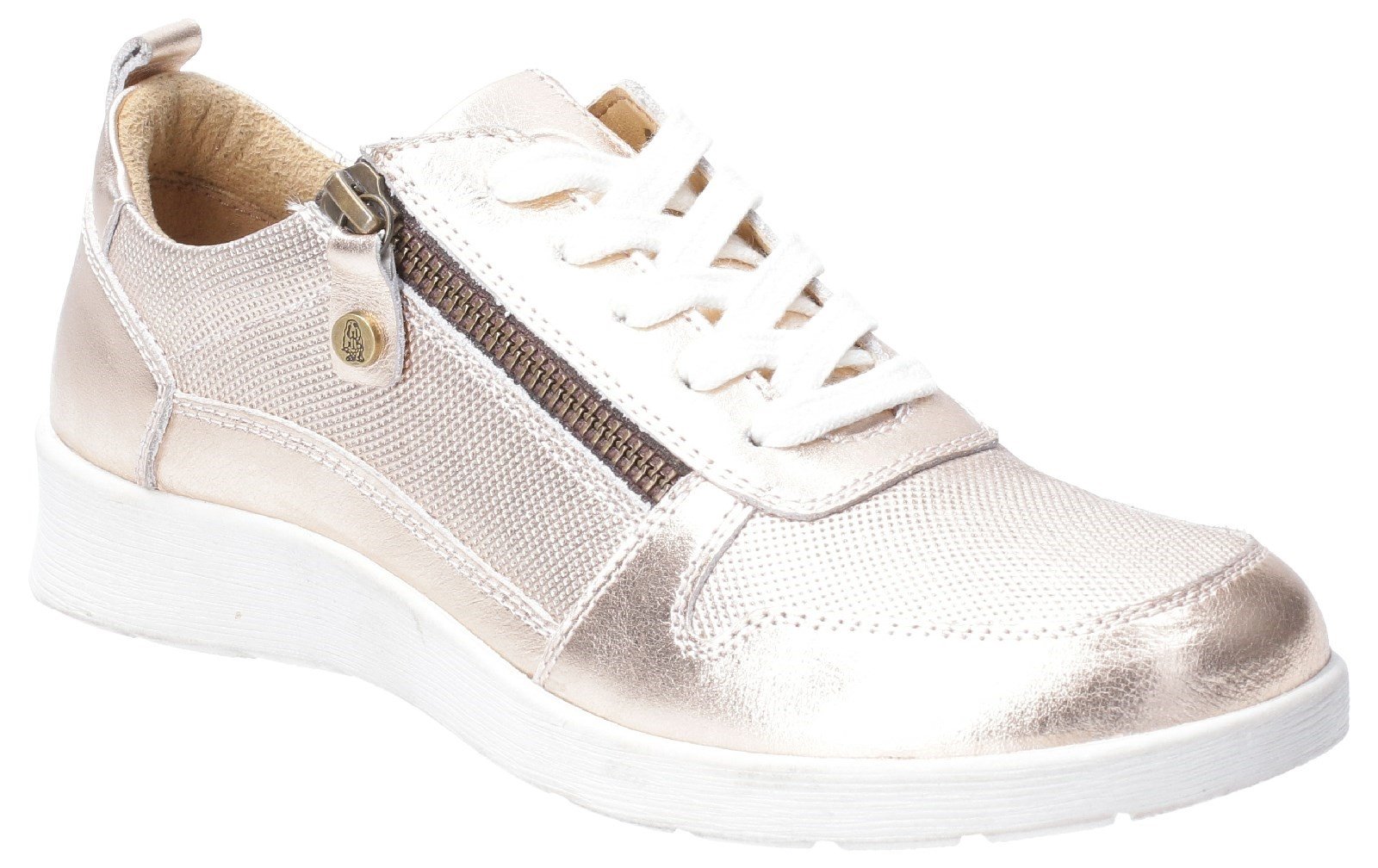 Hush Puppies Women's Roo Zip Up Lace Up Trainer Various Colours 29233 - Rose 3