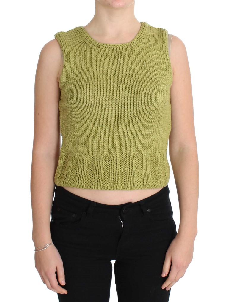 Pink Memories Women's Knitted Sleeveless Sweater Green SIG30250 - One Size