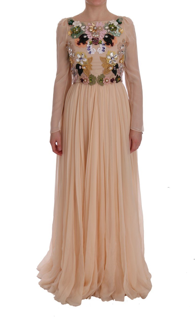 Dolce & Gabbana Women's Silk Floral Crystal Gown Dress Pink SIG50865 - IT38 | S
