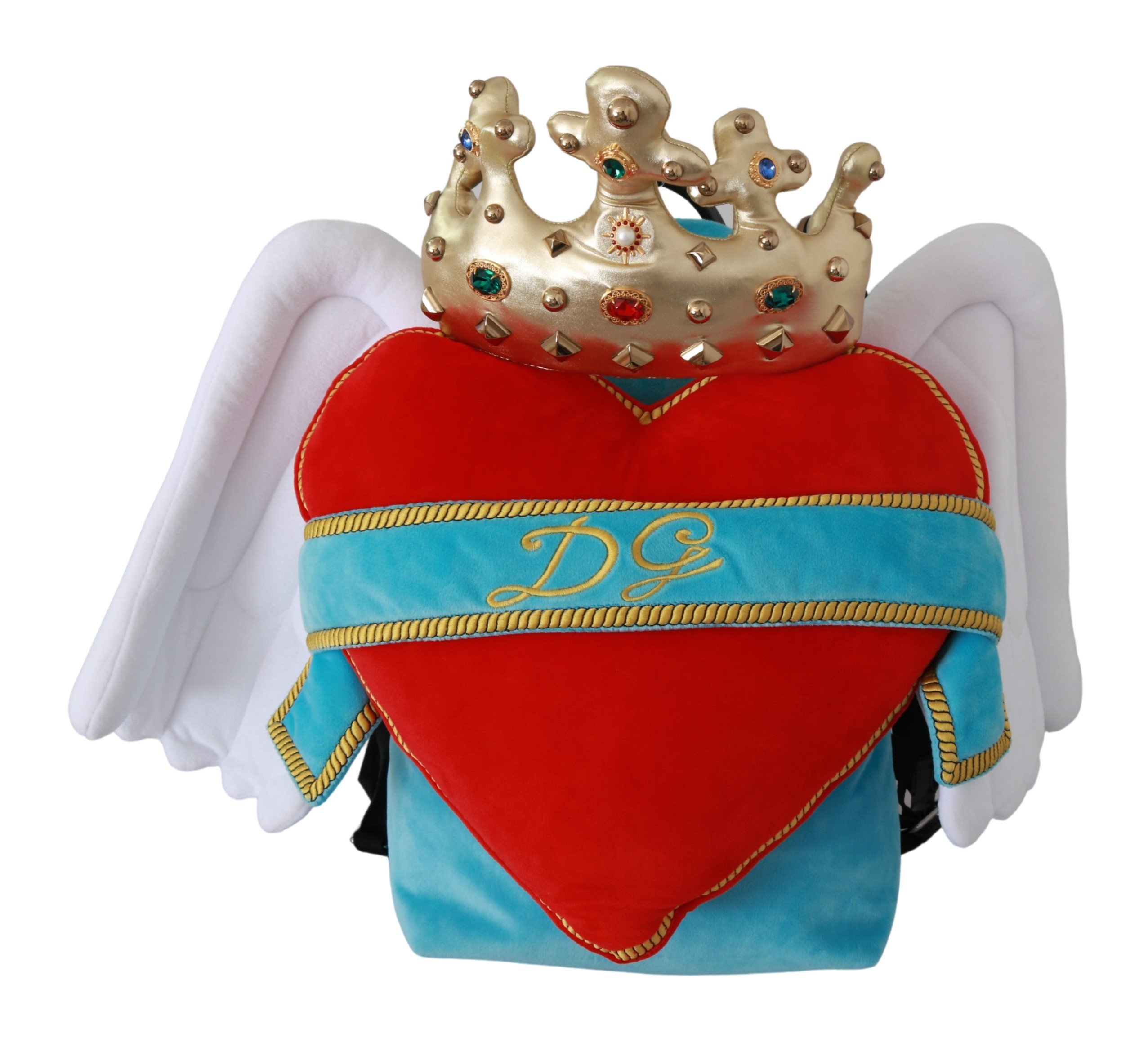 Dolce & Gabbana Women's Heart Wings DG Crown School Backpack Blue VAS9274