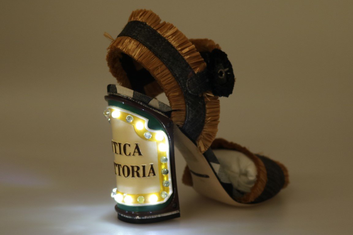 Dolce & Gabbana Women's LED Lights Antica Trattoria Sandals Beige LA4200 - EU40/US9.5