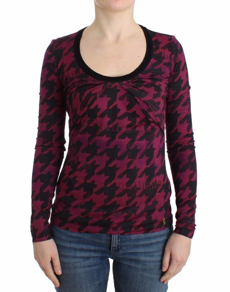 John Galliano Women's Houndstooth LS Top Purple SIG11882 - XS