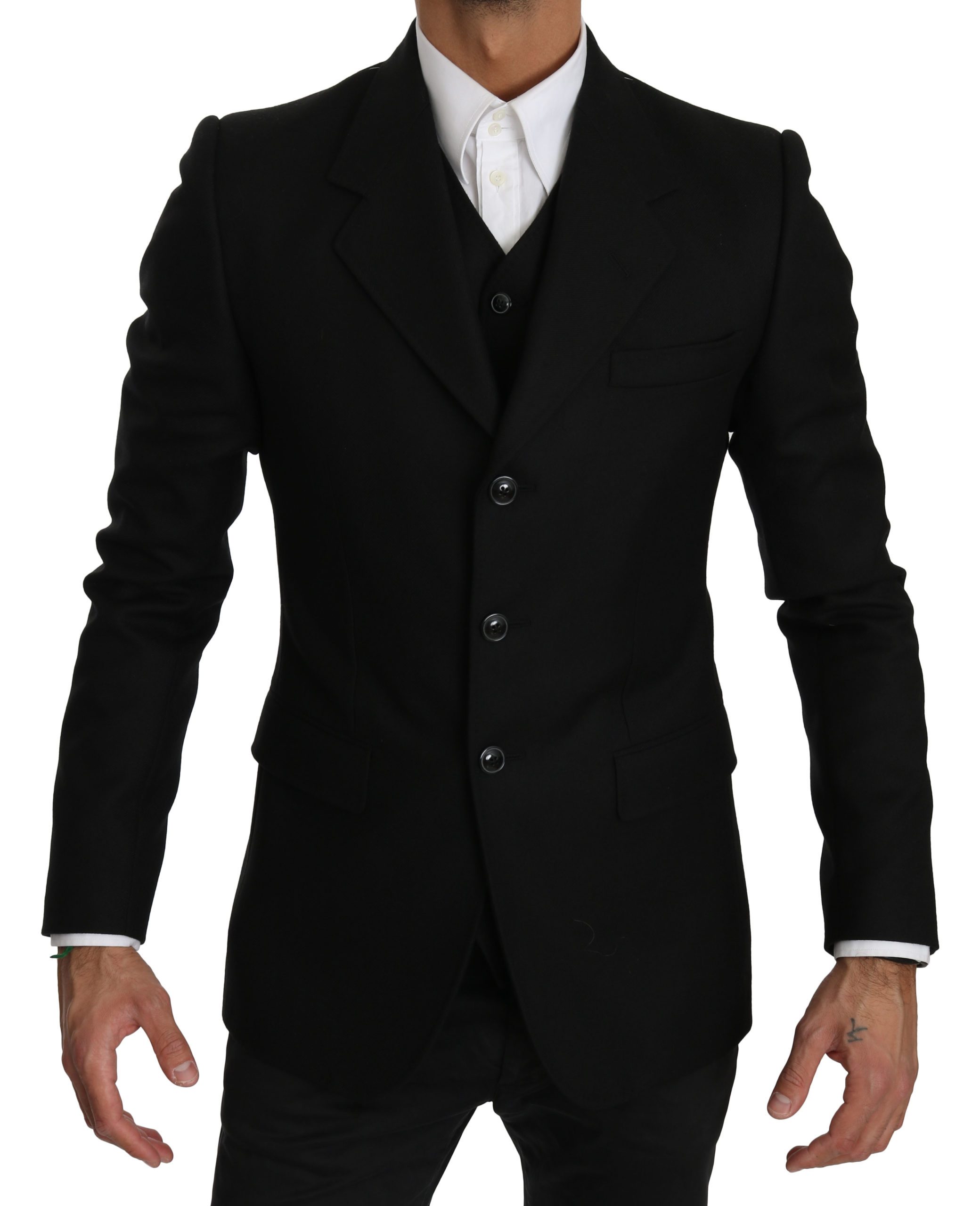 Dolce & Gabbana Men's Wool Two Piece Vest Jacket Blazer Black KOS1604 - IT48 | M