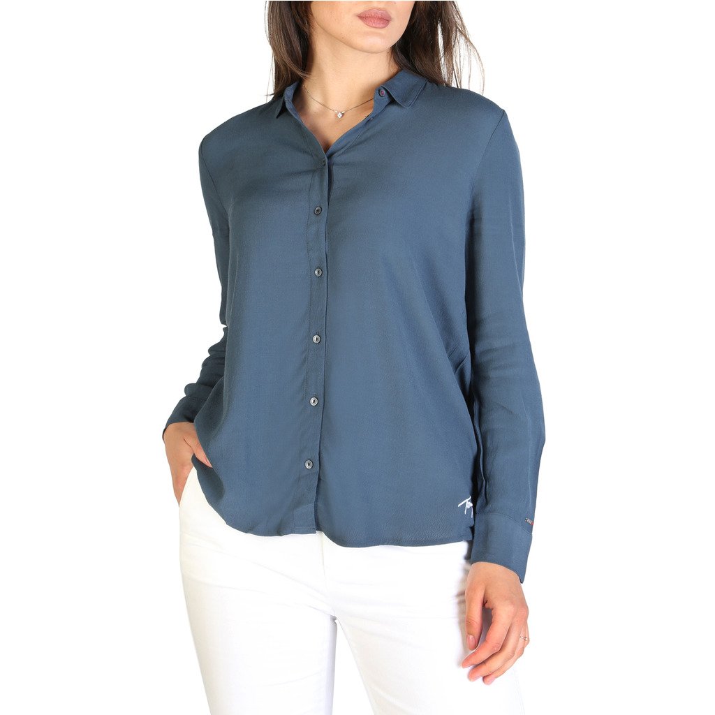Tommy Hilfiger Women's Shirt White XF0XF00531 - blue M
