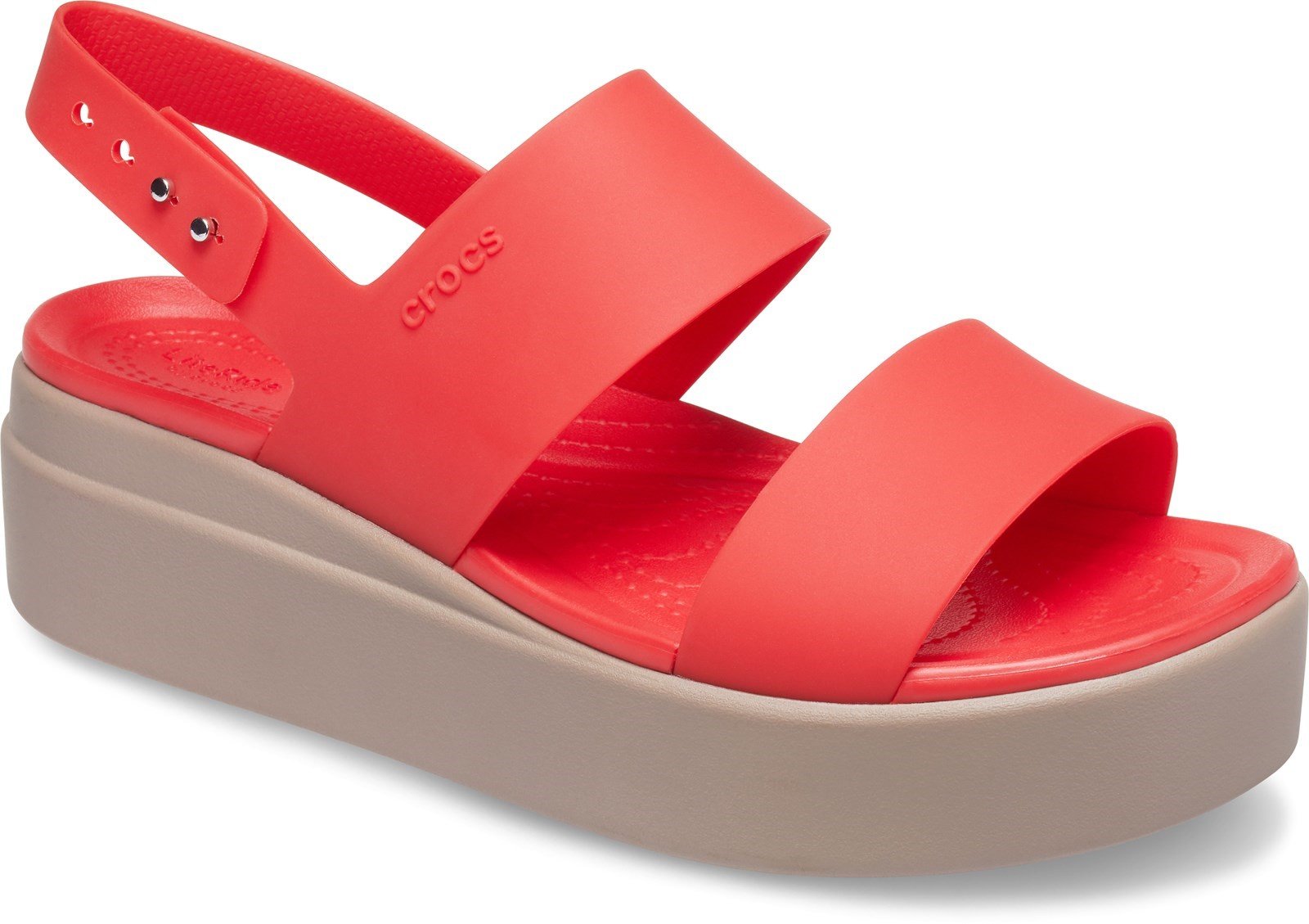 Crocs Women's Brooklyn Low Wedge Platform Sandal Various Colours 31458 - Flame/Mushroom 3