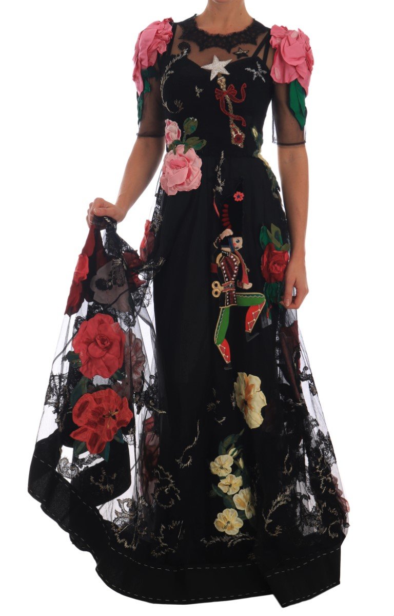 Dolce & Gabbana Women's Crystal Fairy Tale Gown Dress Black DR1406 - IT38 | S