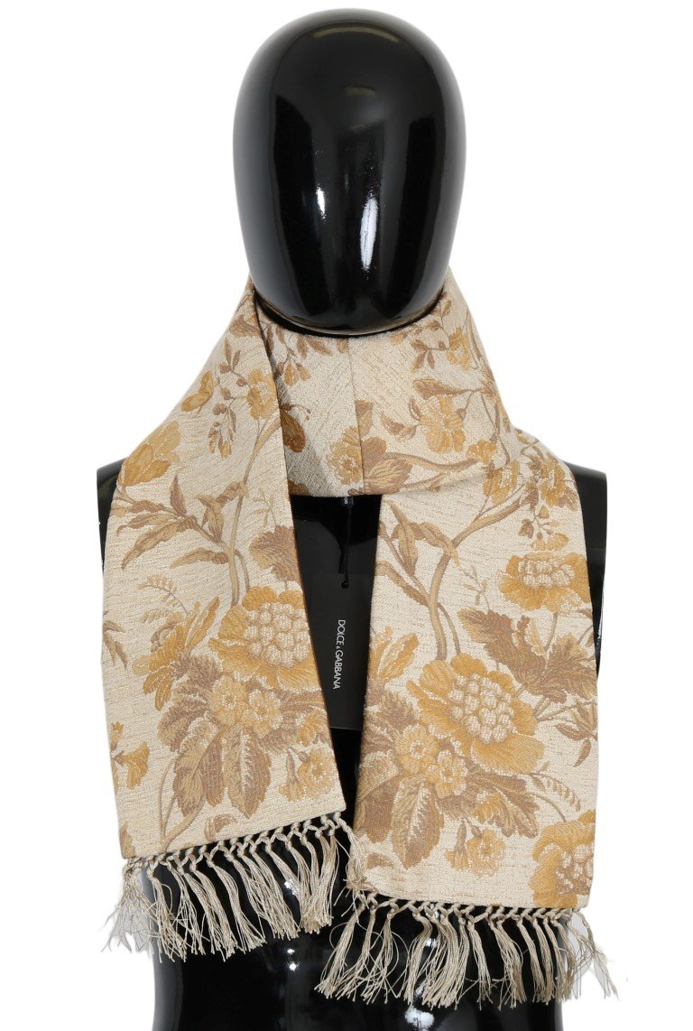 Dolce & Gabbana Men's Jacquard Cotton Scarf Beige MS1633