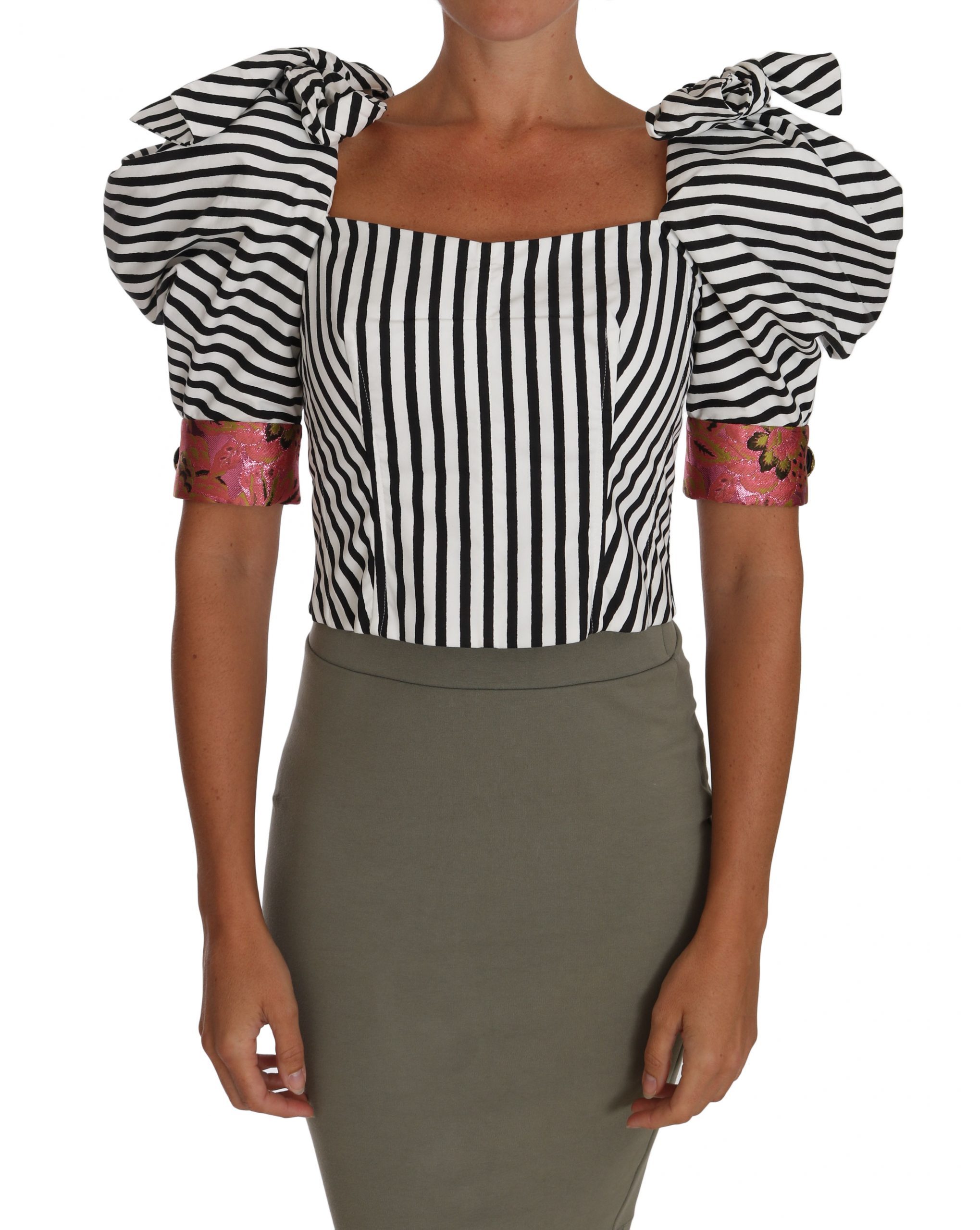 Dolce & Gabbana Women's Cropped Style Tops Black/White TSH2724 - IT38|XS