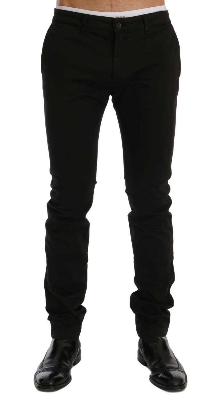 GF Ferre Men's Cotton Stretch Chinos Trouser Black SIG60461 - IT54 | XXL