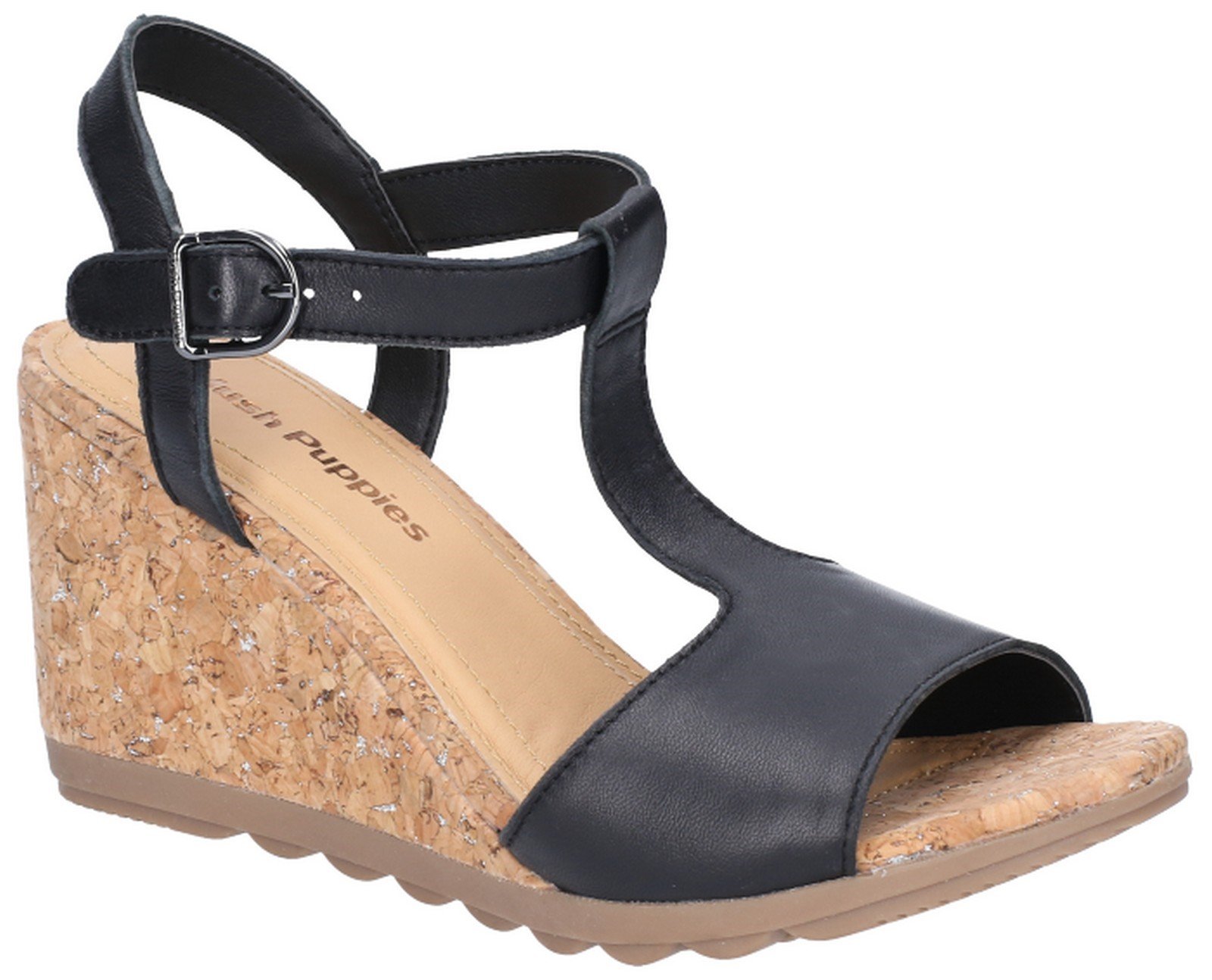 Hush Puppies Women's Pekingese Tstrap Buckle Sandal Various Colours 28415 - Black 3