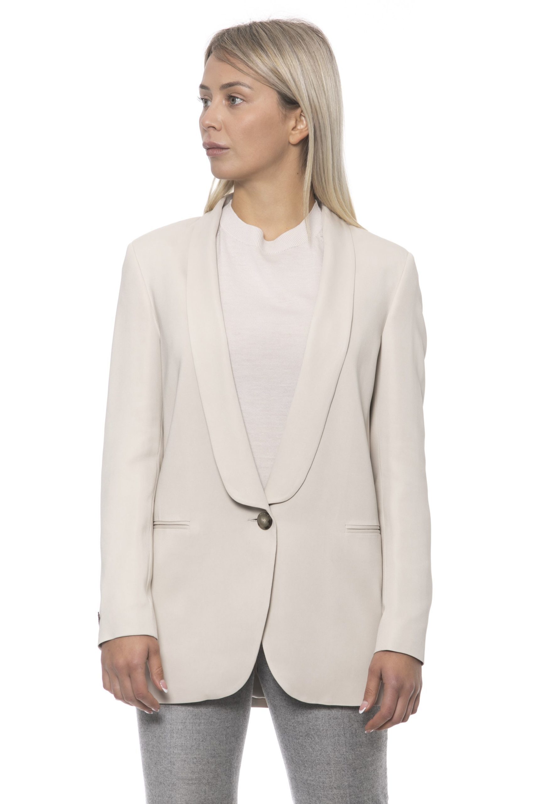 Peserico Women's Bianco Blazer Beige PE1383307 - IT42 | S