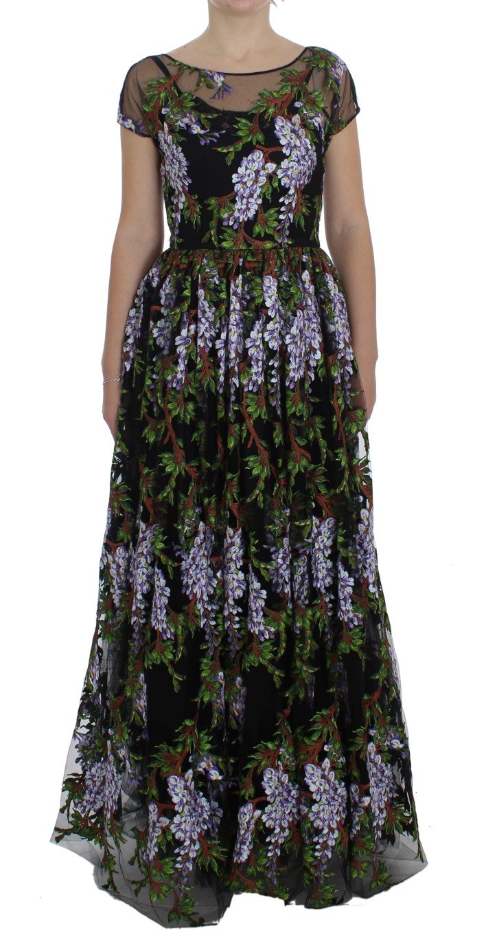 Dolce & Gabbana Women's Floral Embroidered Full Maxi Dress Black NOC10185 - IT40|S