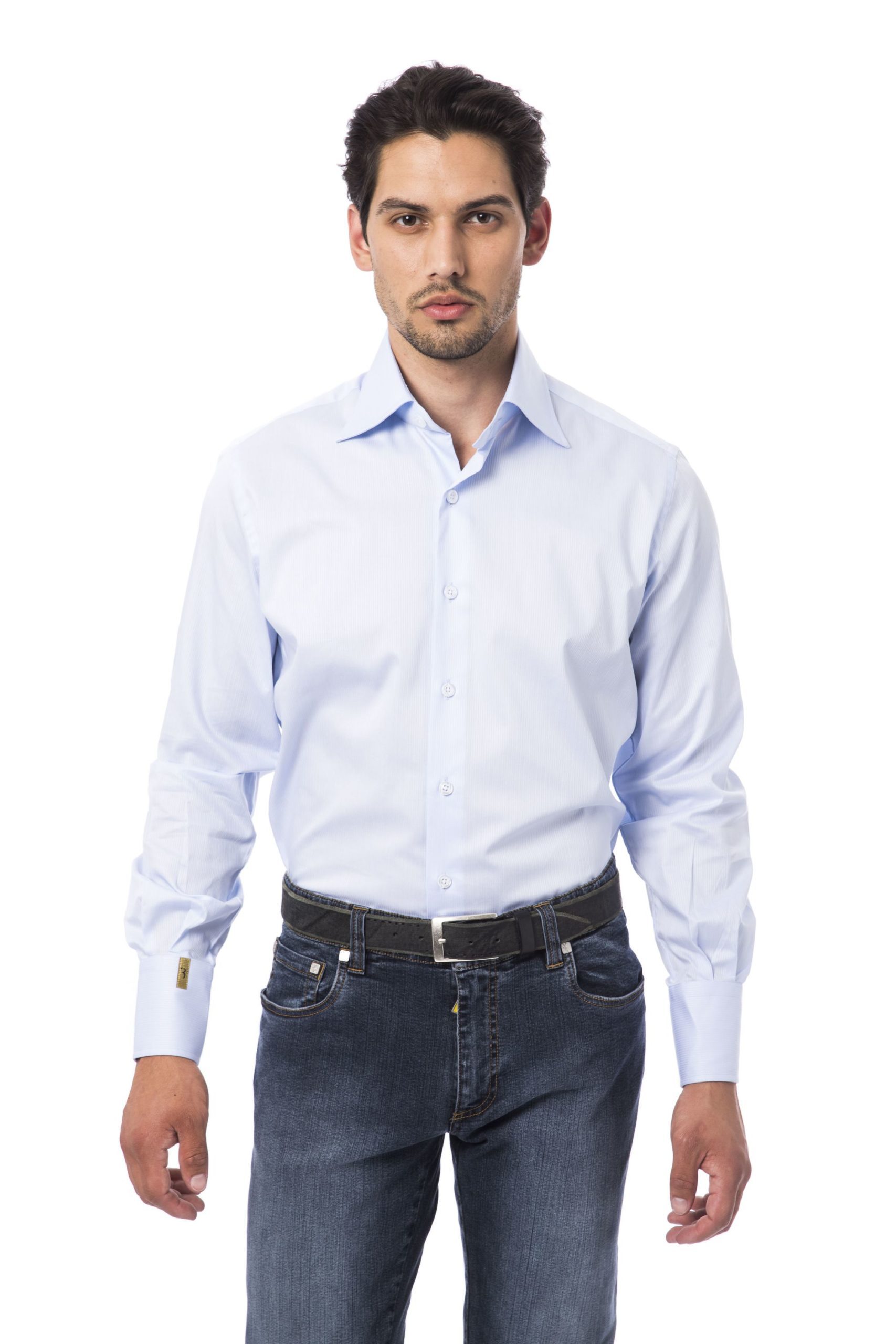 Billionaire Italian Couture Men's Azzurro Sky Shirt White BI1394813 - IT46 | S