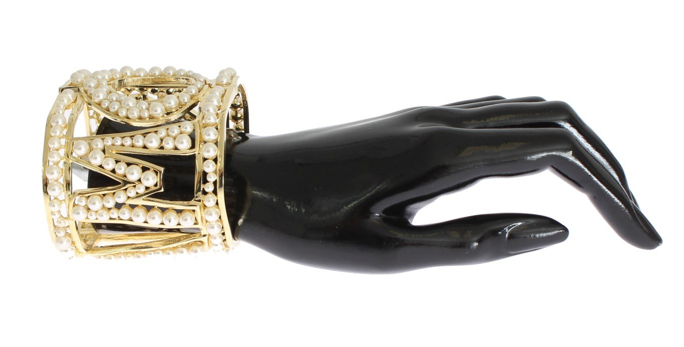 Dolce & Gabbana Women's Brass Pearl AMORE Bracelet Gold SIG31734