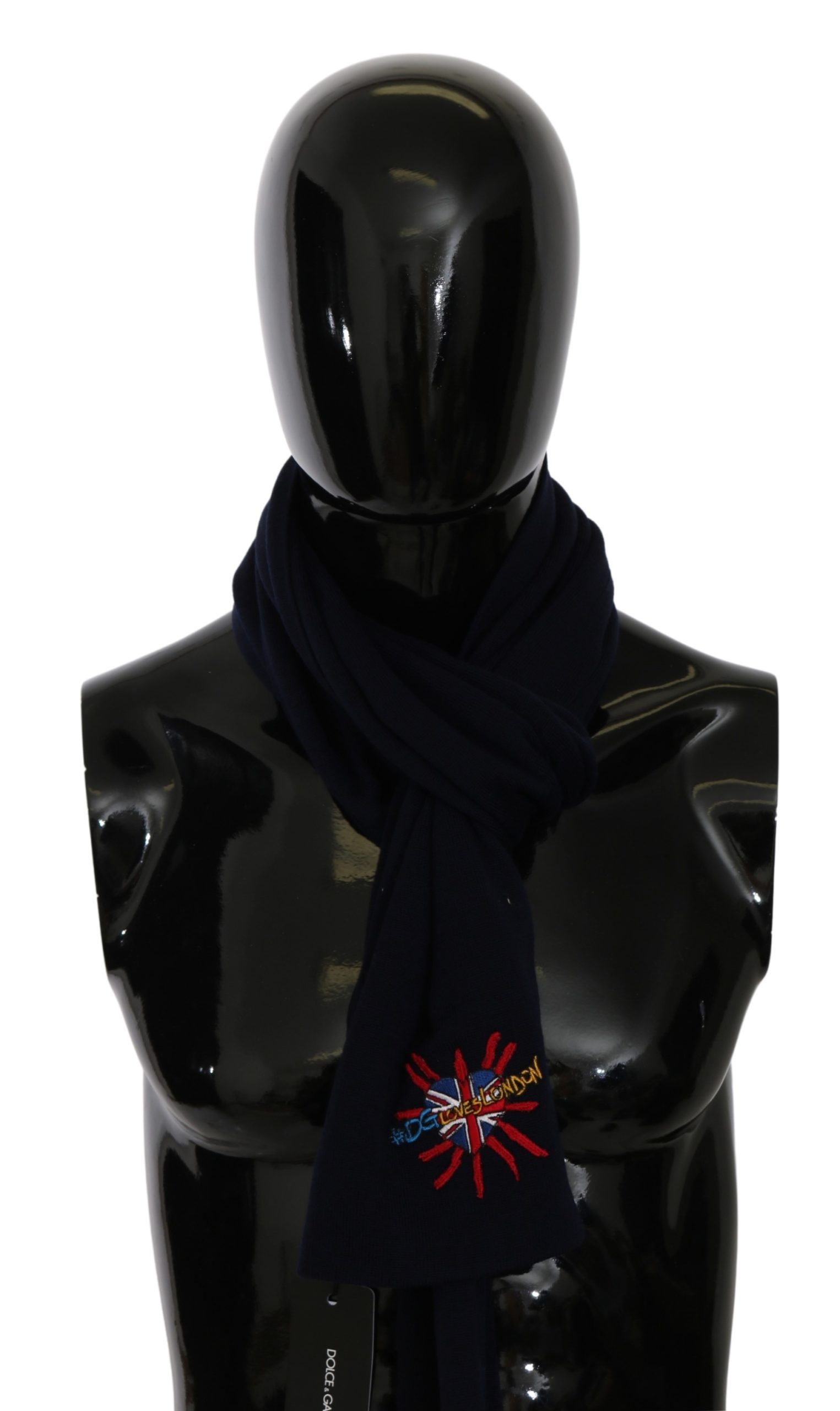 Dolce & Gabbana Men's #DGLovesLondon Wrap Wool Scarf Blue MS5641