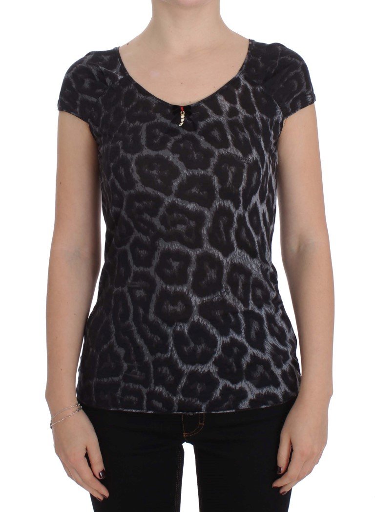 Cavalli Women's Leopard Modal Top Gray SIG32481 - IT48 | XL