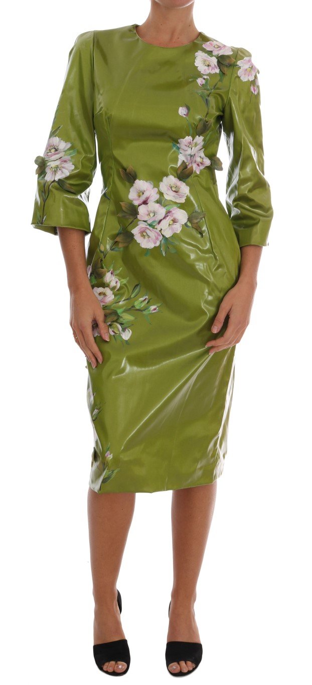 Dolce & Gabbana Women's Roses Print Sheath Dress Green DR1220 - IT40|S