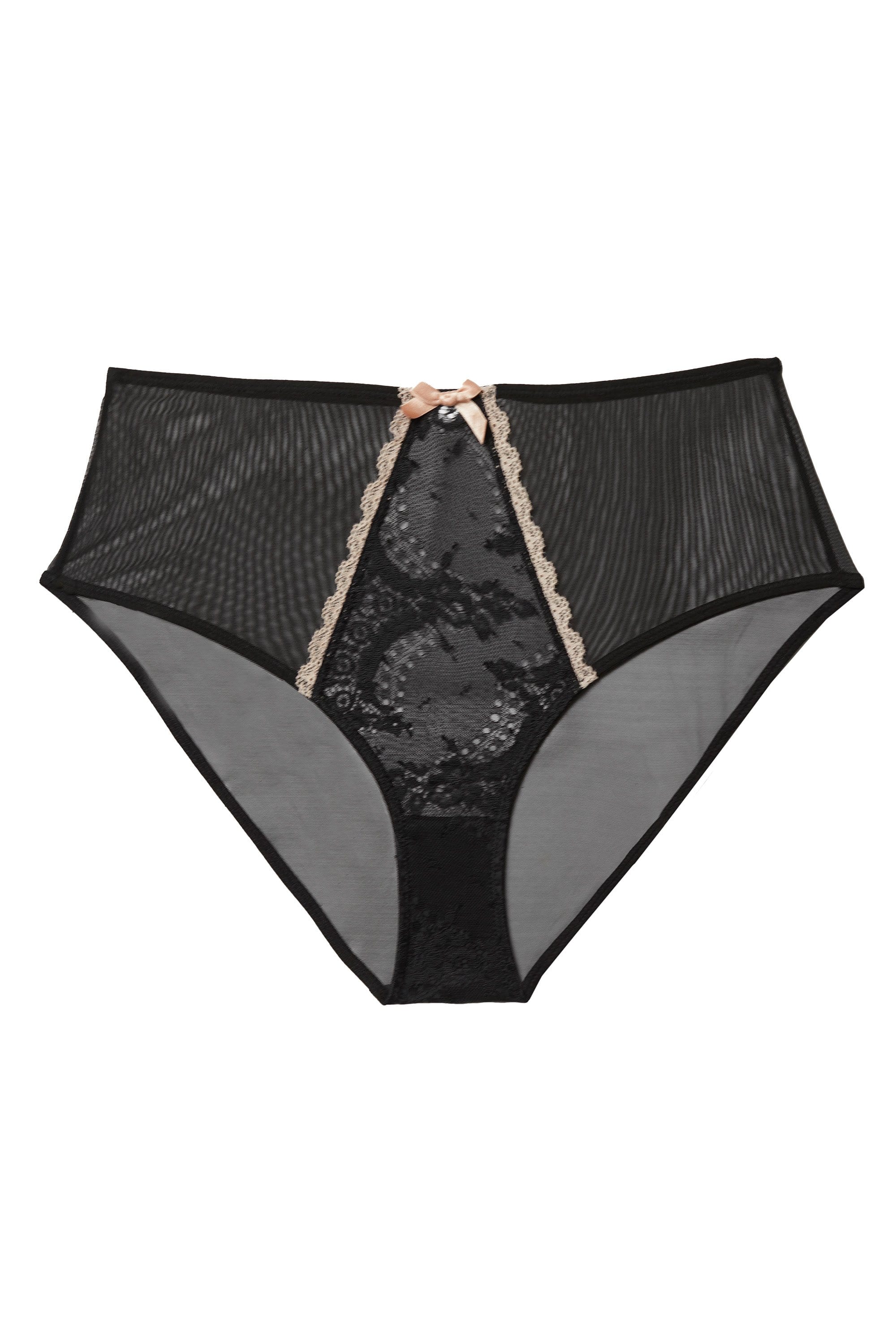Kiss Me Deadly x Playful Promises Caresse Black Lace High Waist Brief UK 10 / US 6