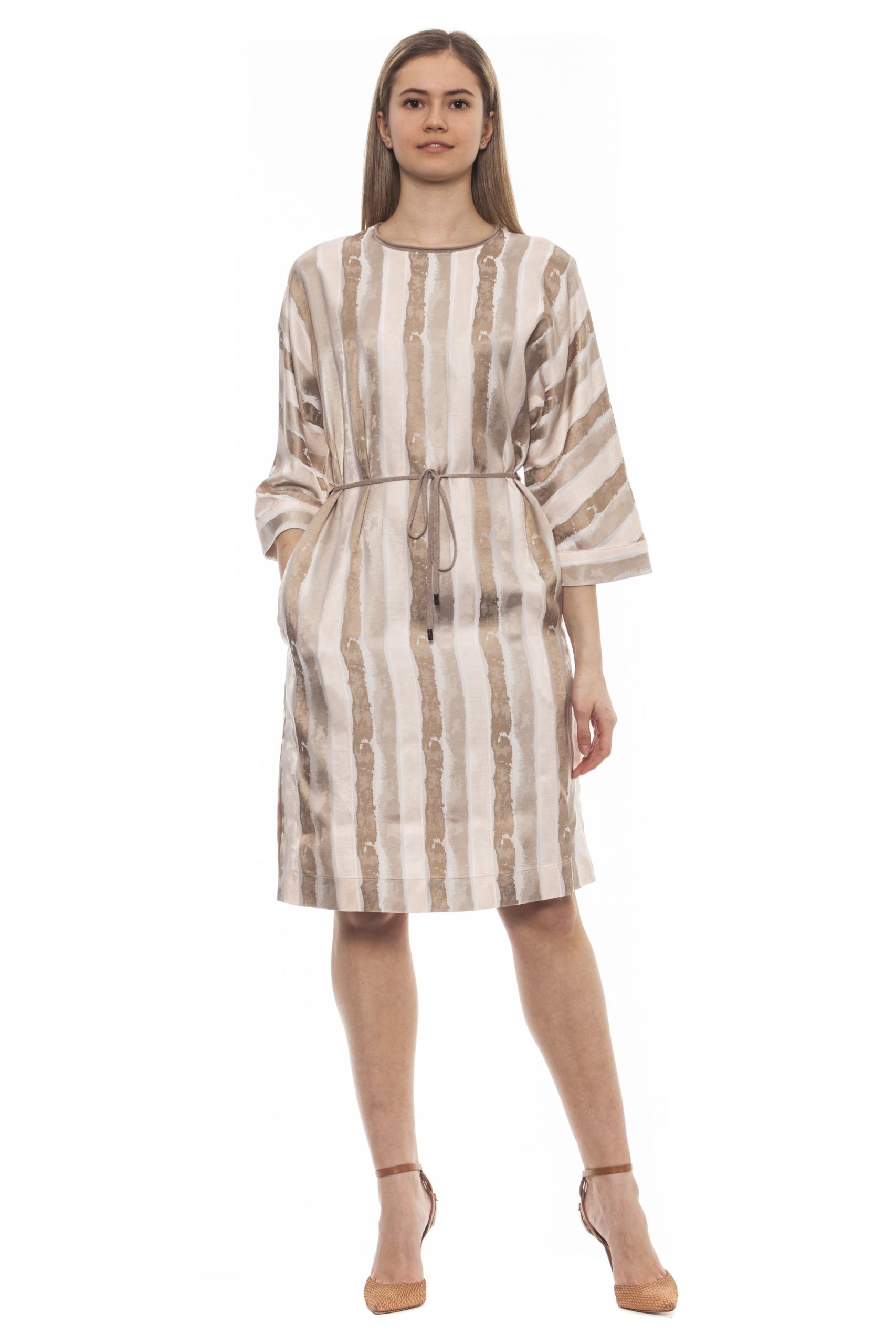 Peserico Women's Bianco Dress Beige PE1383228 - IT42 | S