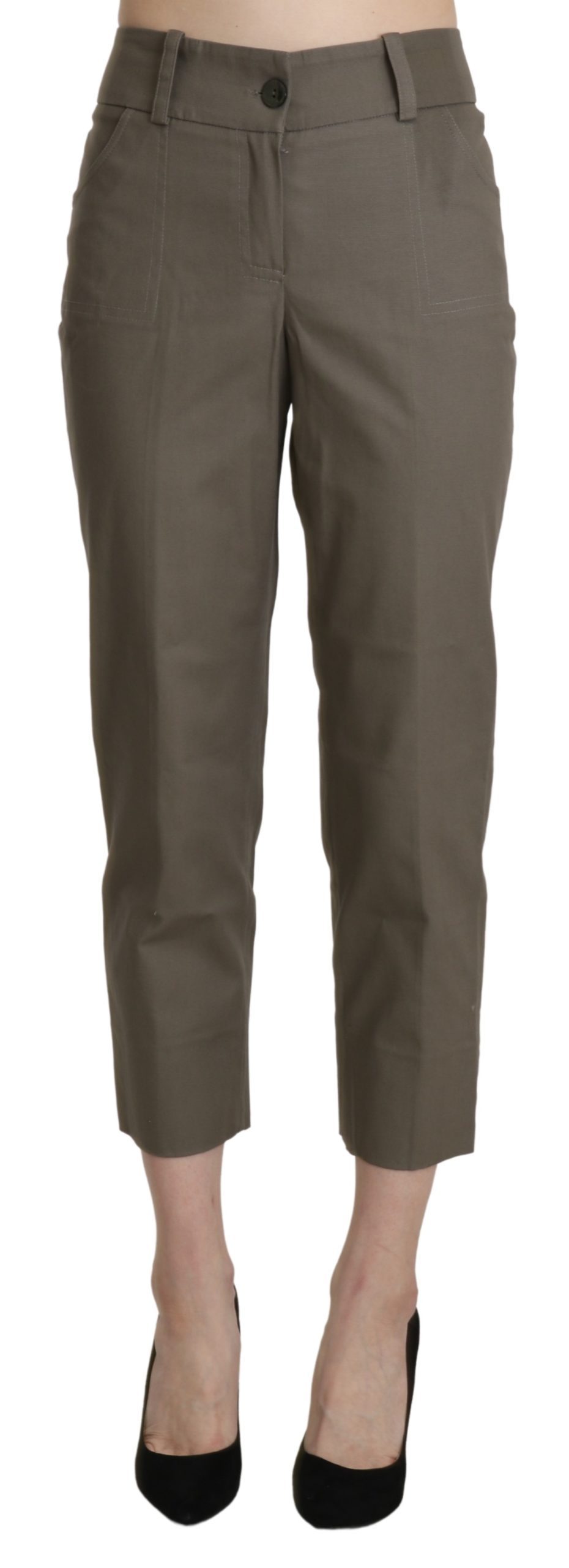 BENCIVENGA Women's High Waist Cropped Trousers Grey PAN71344-46 - IT46|XL