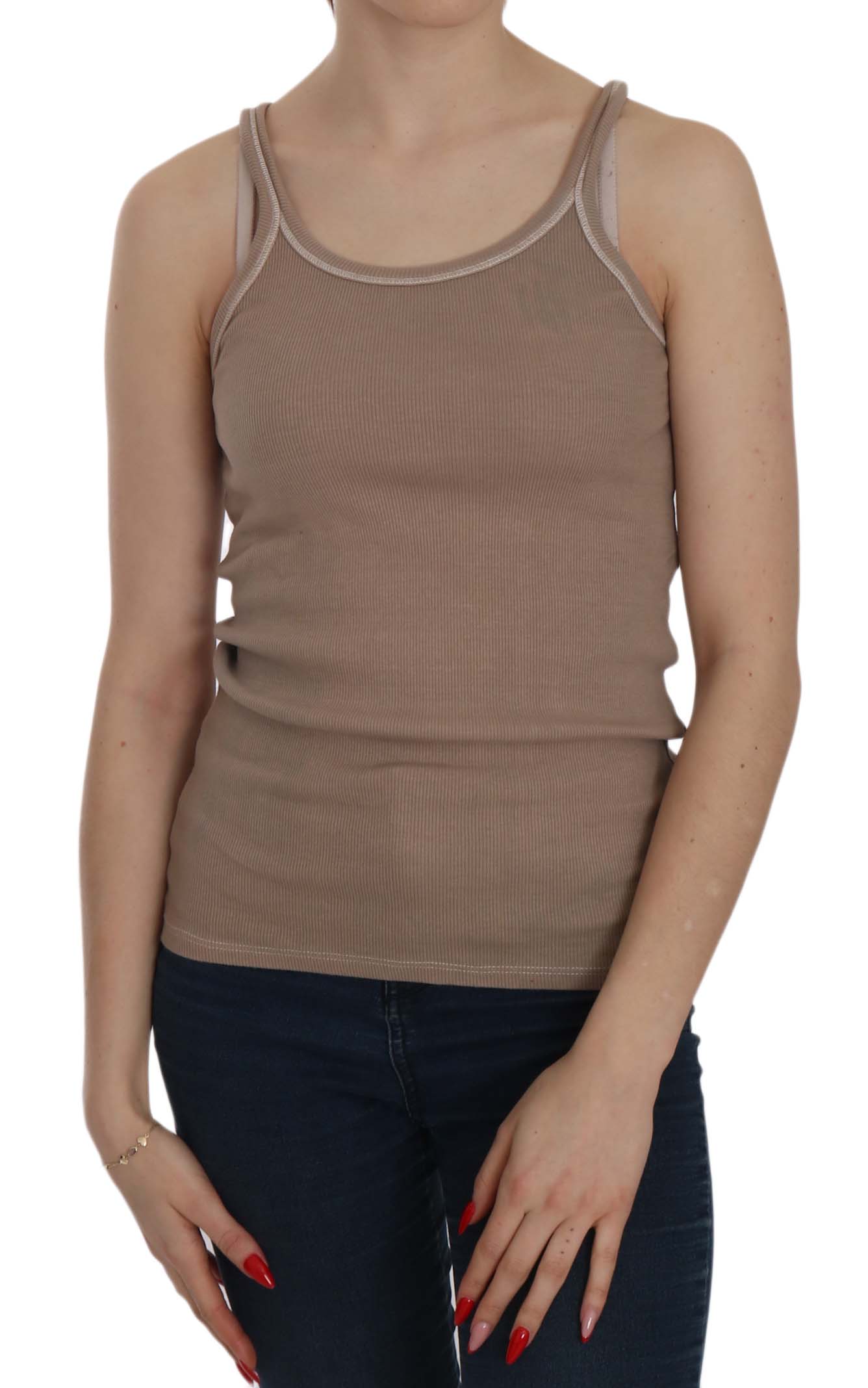PINK MEMORIES Women's Sleeveless Spaghetti Strap Top Brown TSH3922 - IT42|M
