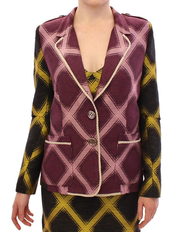 House of Holland Women's Checkered Blazer Purple GSS10683 - S