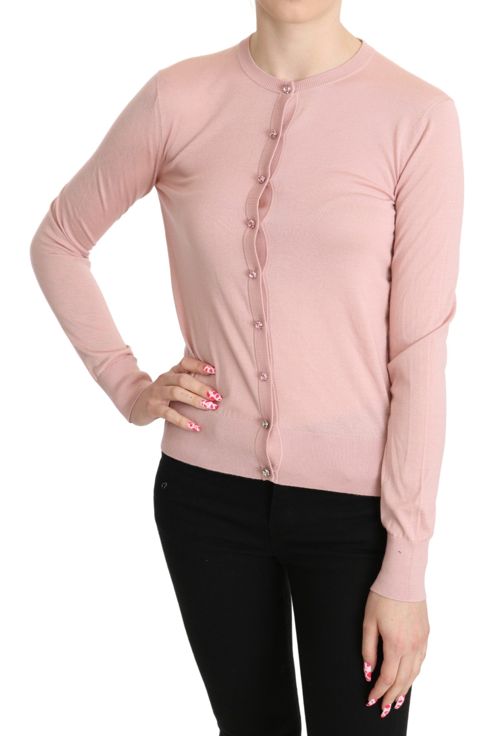 Dolce & Gabbana Women's Cashmere LS Cardigan Pink TSH5273 - IT38|XS