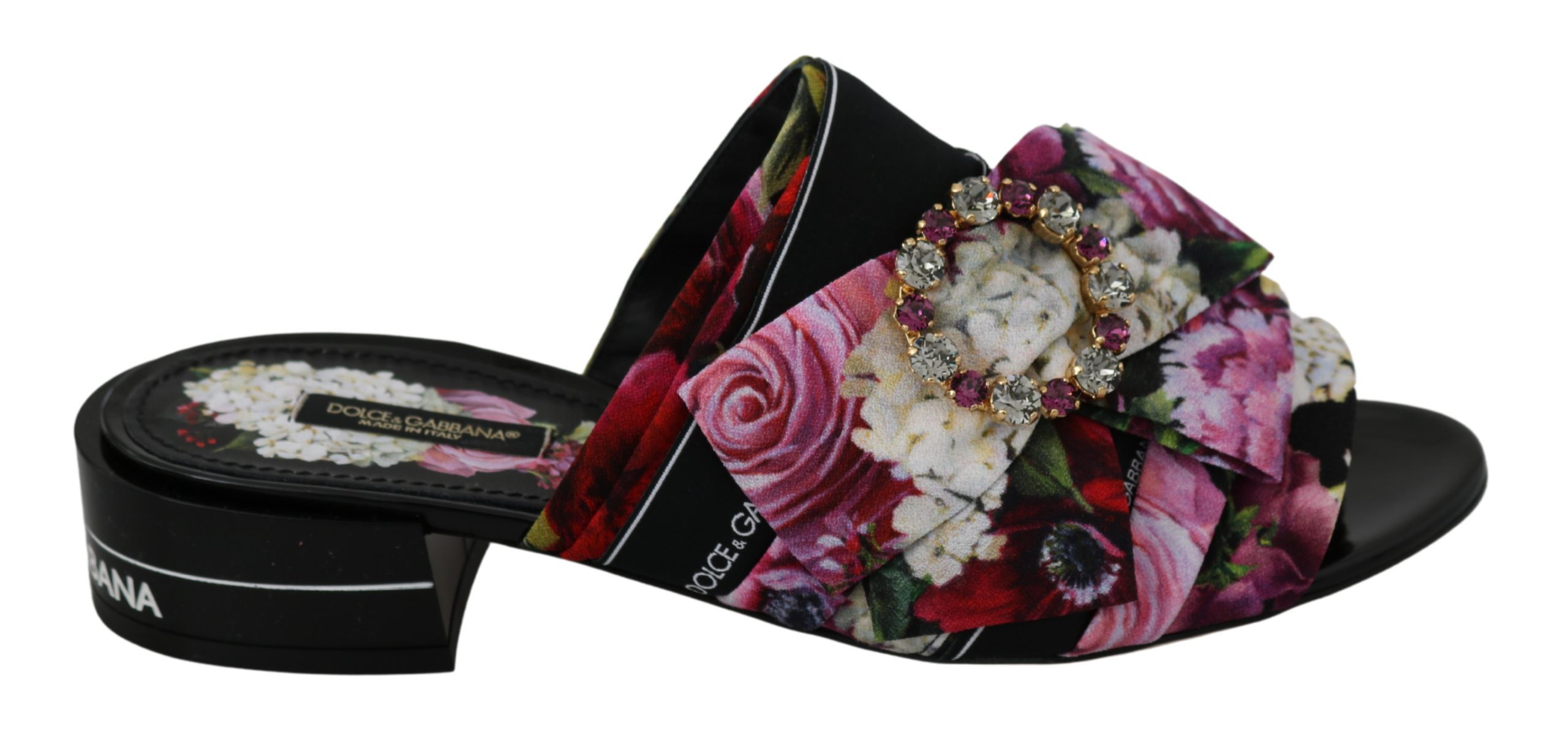 Dolce & Gabbana Women's Floral Crystal Sandals Black LA6567 - EU35.5/US5