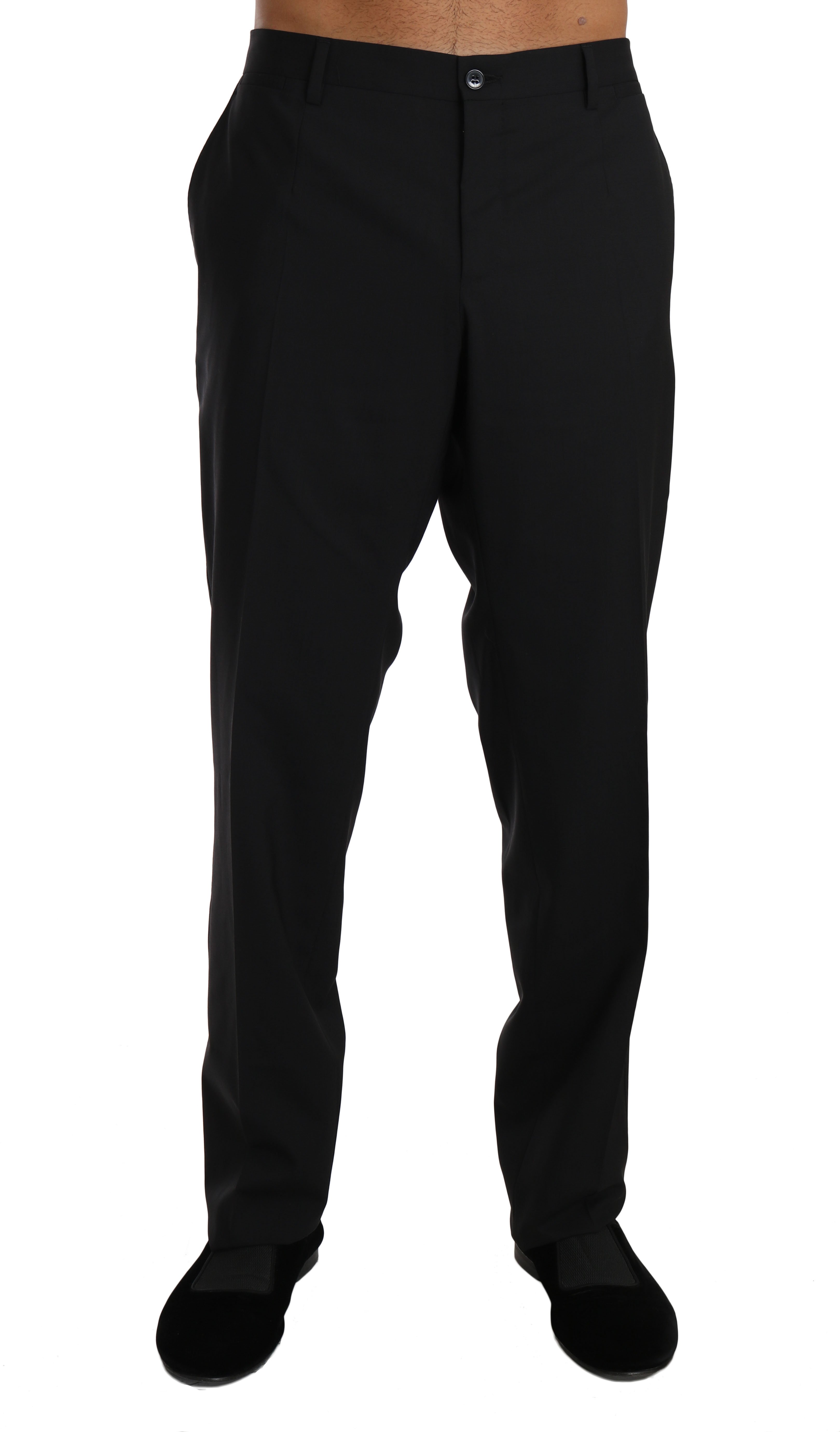 Dolce & Gabbana Men's Cotton Wool Formal Dress Trouser Black BYX1282 - IT54 | XXL