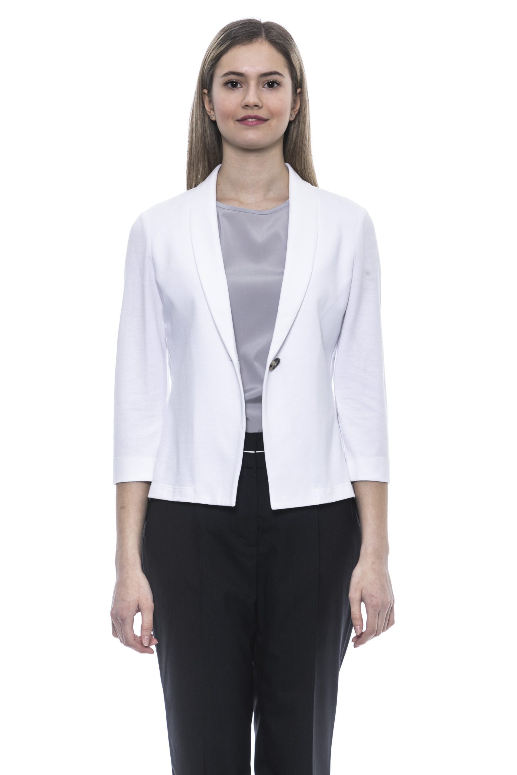Peserico Women's Bianco Blazer White PE1383309 - IT46 | L