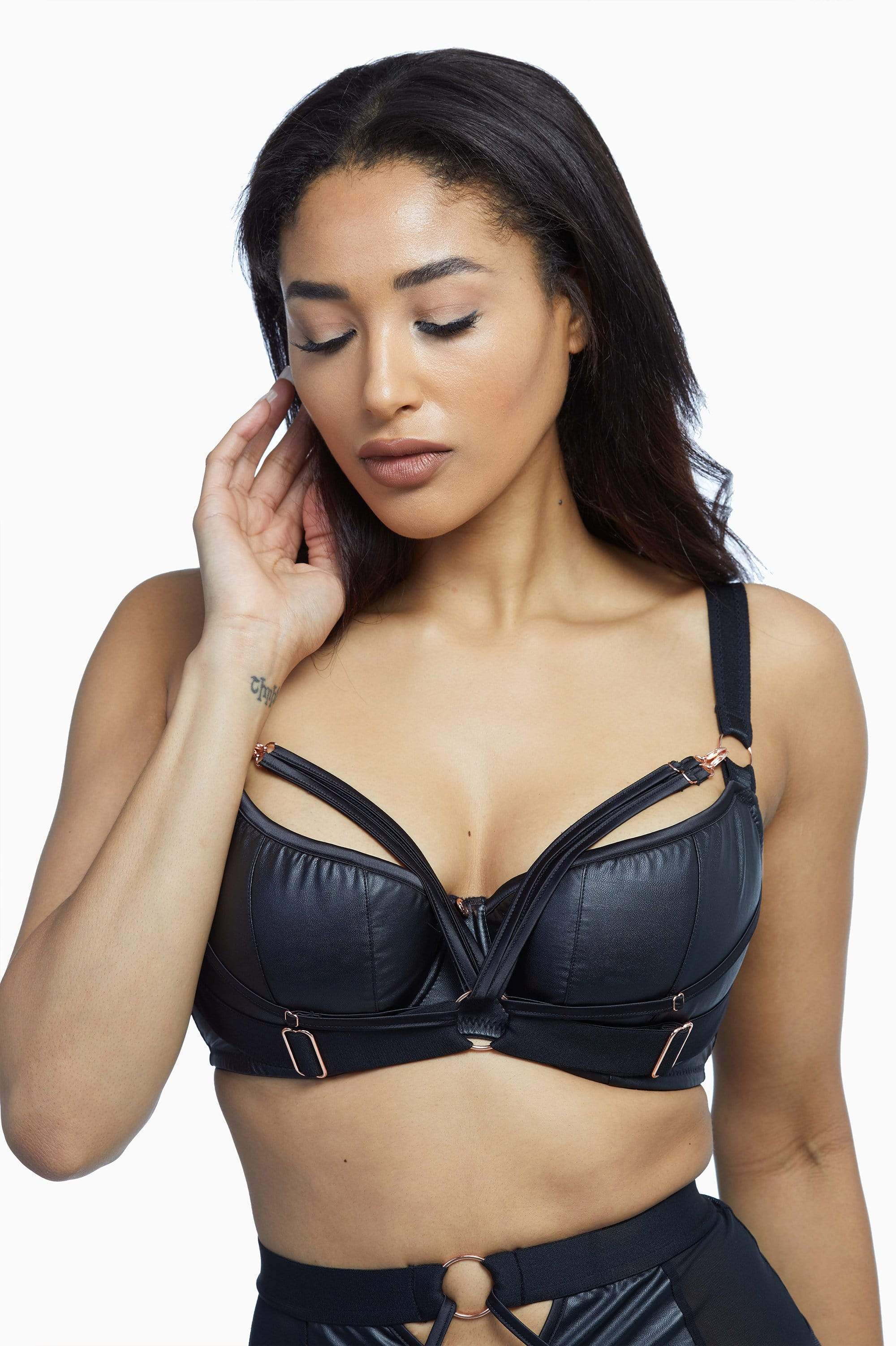 Scantilly Black Harnessed Padded Half Cup Bra 32H