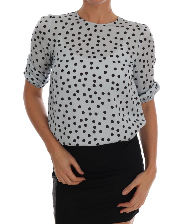 Dolce & Gabbana Women's Short Sleeve Polka Tops Blue TSH1633 - IT50 | XXL