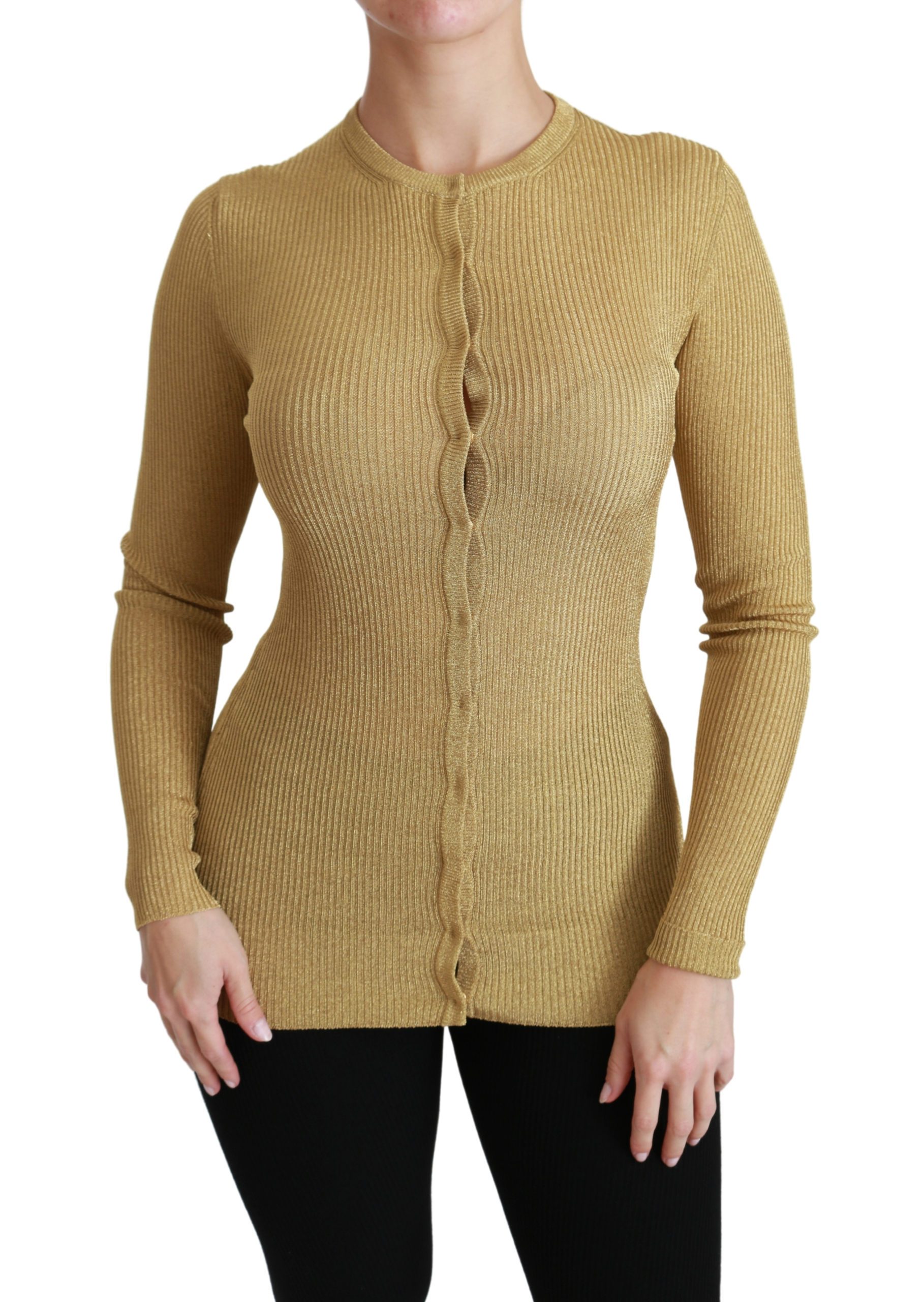 Dolce & Gabbana Women's LS Viscose Cardigan Gold TSH4424 - IT36 | XS
