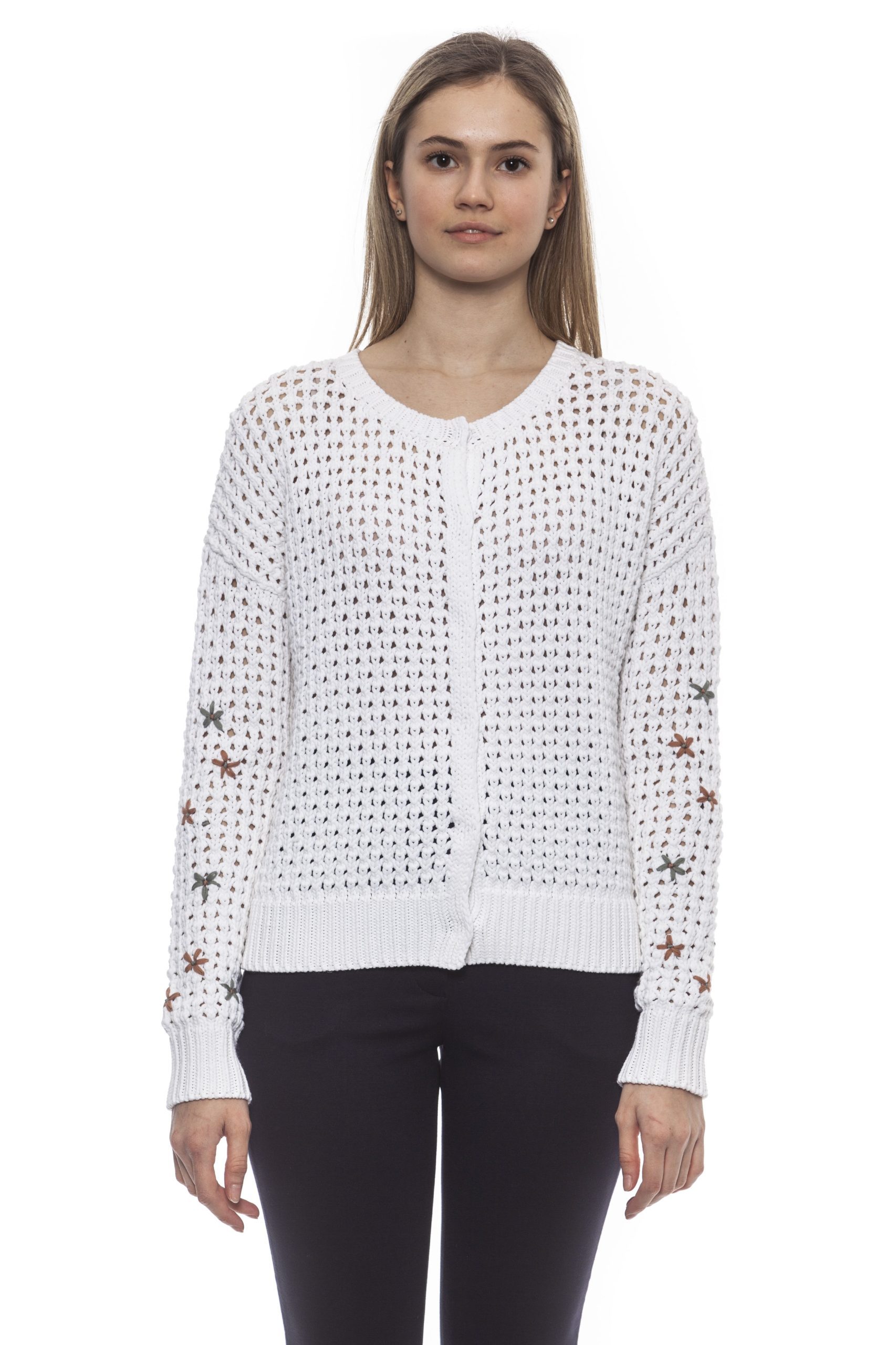 Peserico Women's D Bianco Sweater White PE1383075 - IT42 | S