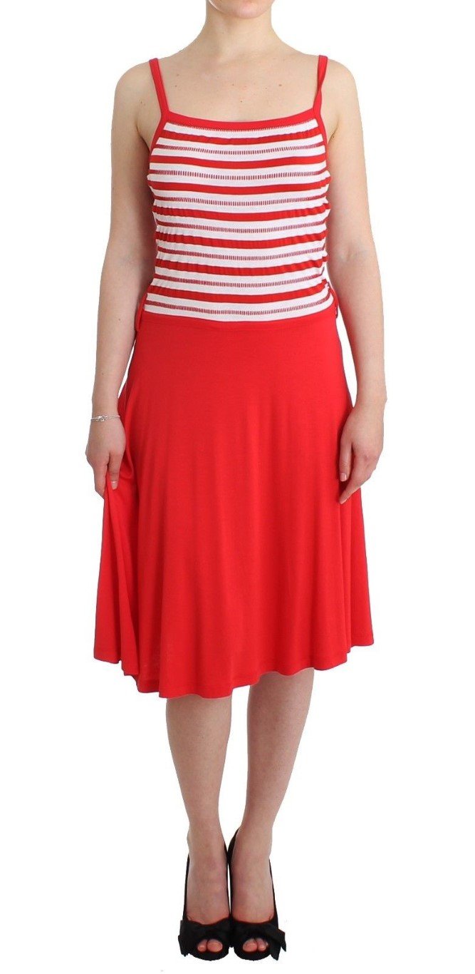 Roccobarocco Women's striped jersey A-line Dress Red SIG11590 - IT44|L