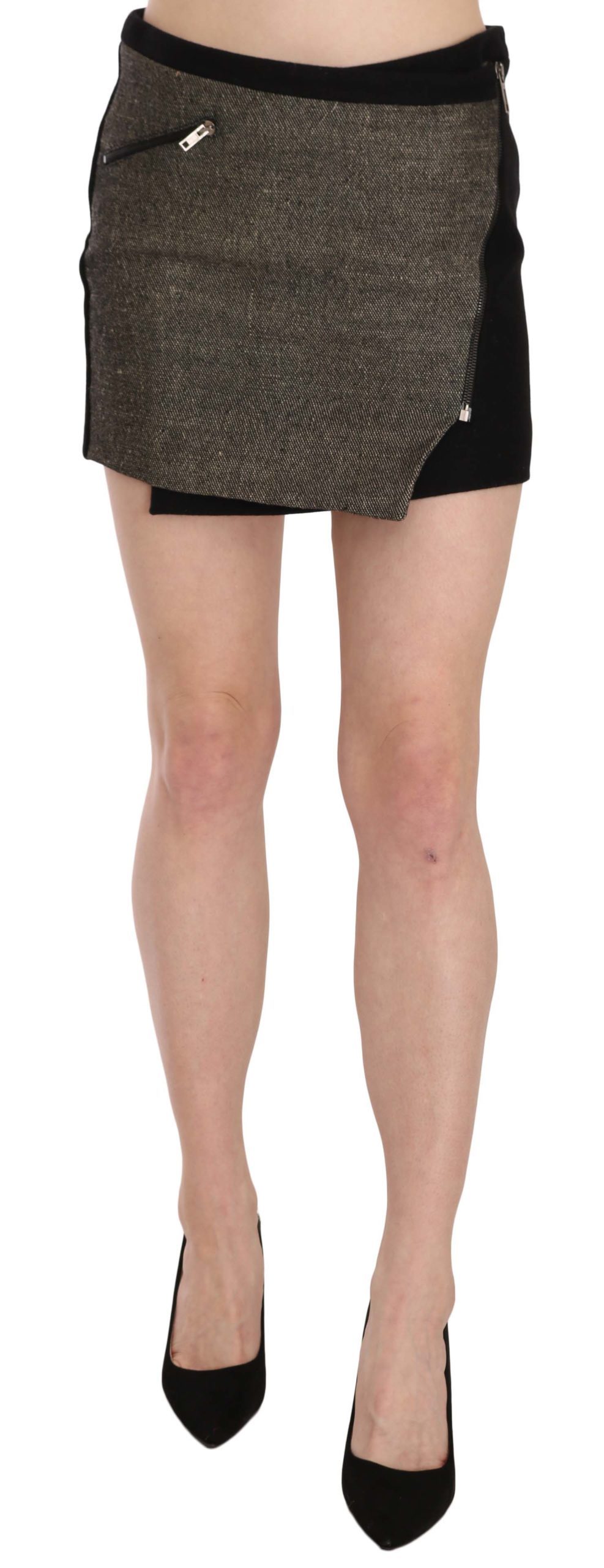 Costume National Women's Wrap Around Mini Skirt Black TSH3953 - IT44|L