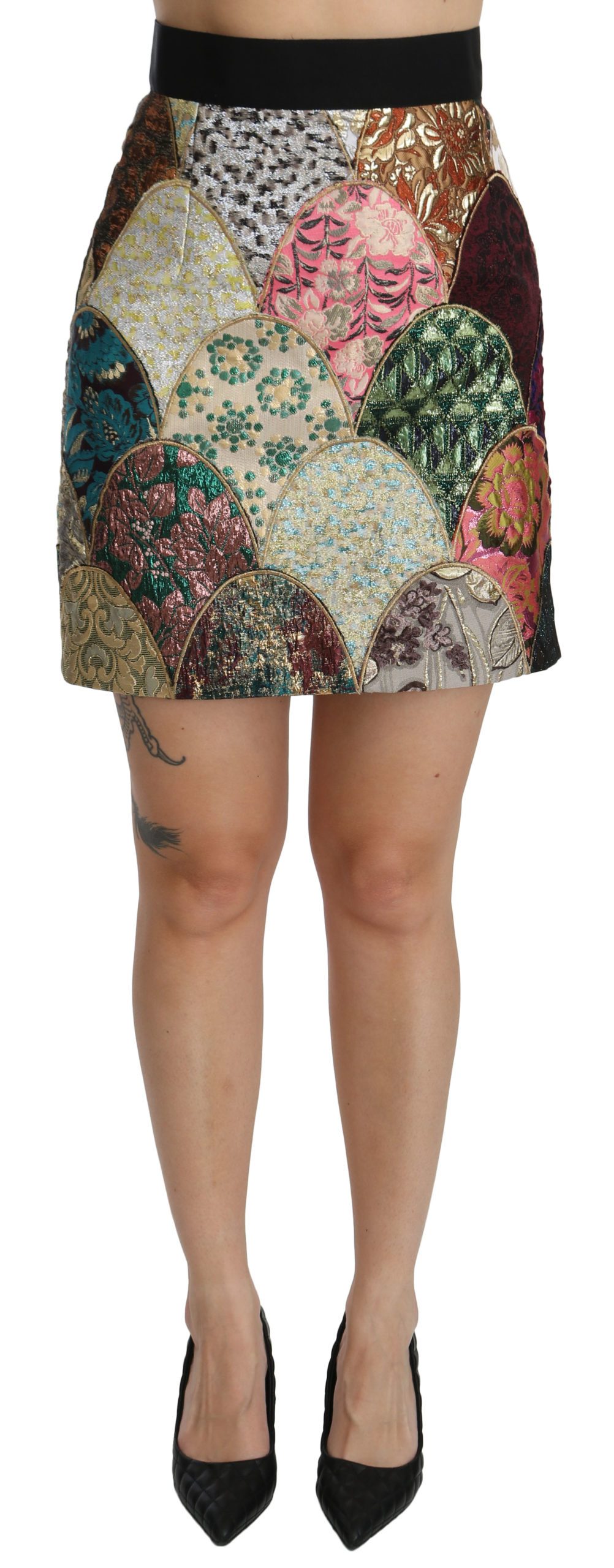 Dolce & Gabbana Women's Jacquard High Waist Mini Skirt Multicolor SKI1361 - IT40|S