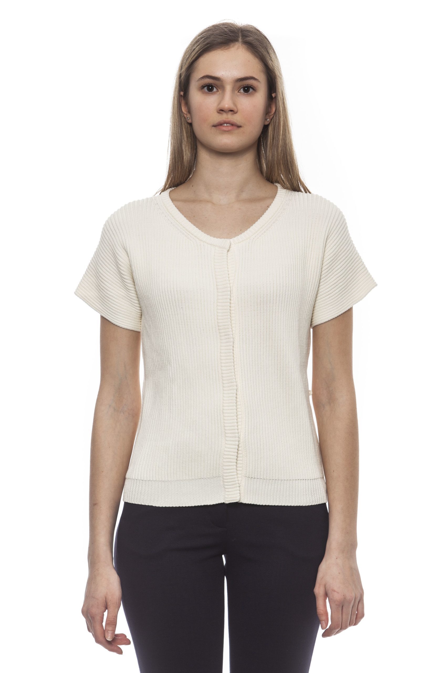 Peserico Women's Bianco Sweater White PE1383071 - IT42 | S