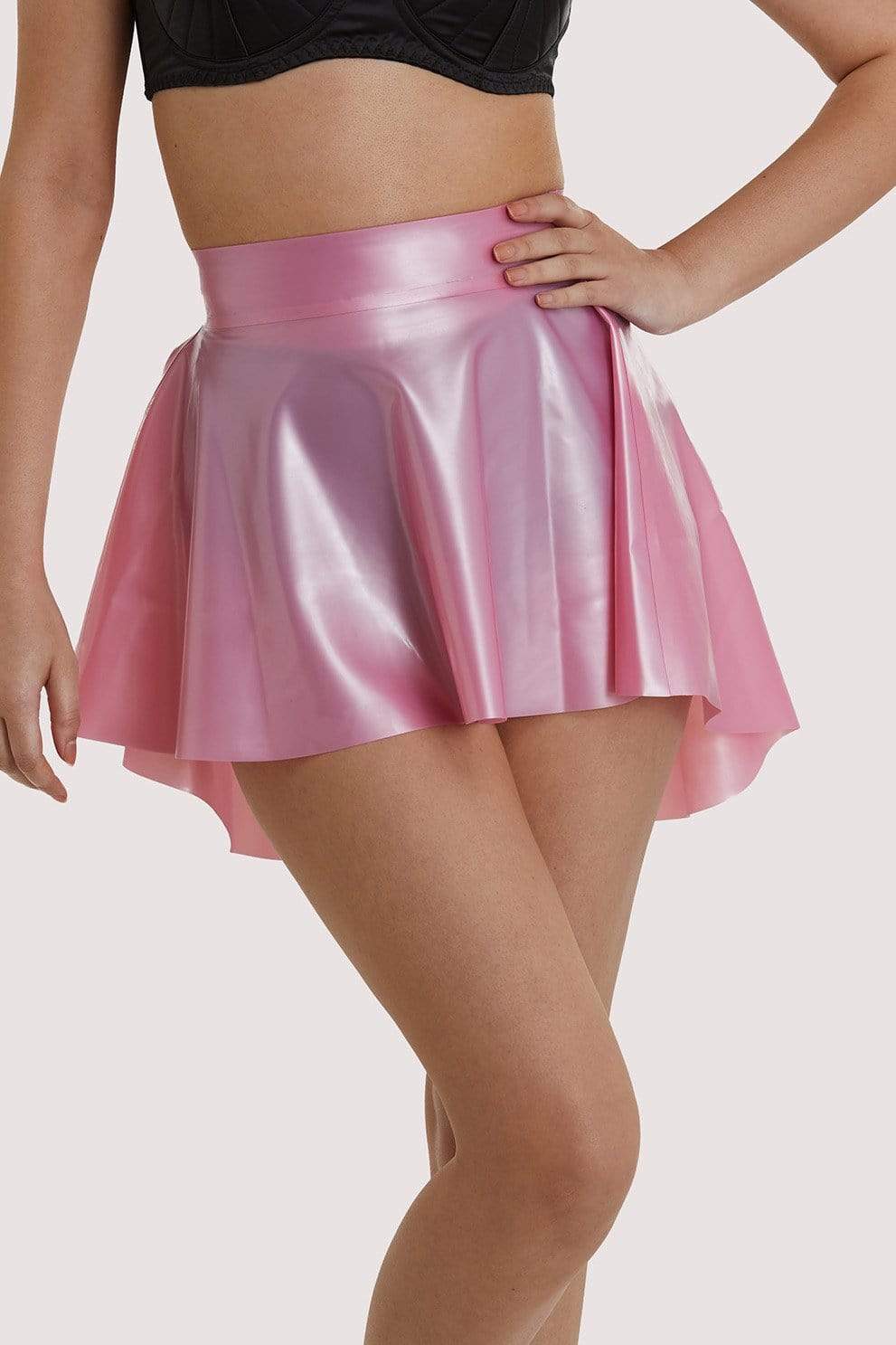 Bettie Page Pink Latex Flippy Skirt UK 10 / US 6