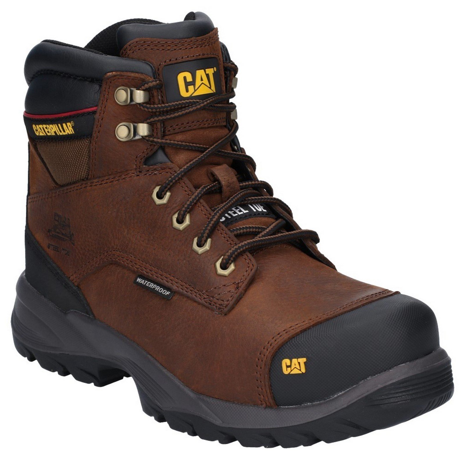 Caterpillar Men's Spiro Lace Up Waterproof Safety Boot Dark Brown 29663 - Dark Brown 6