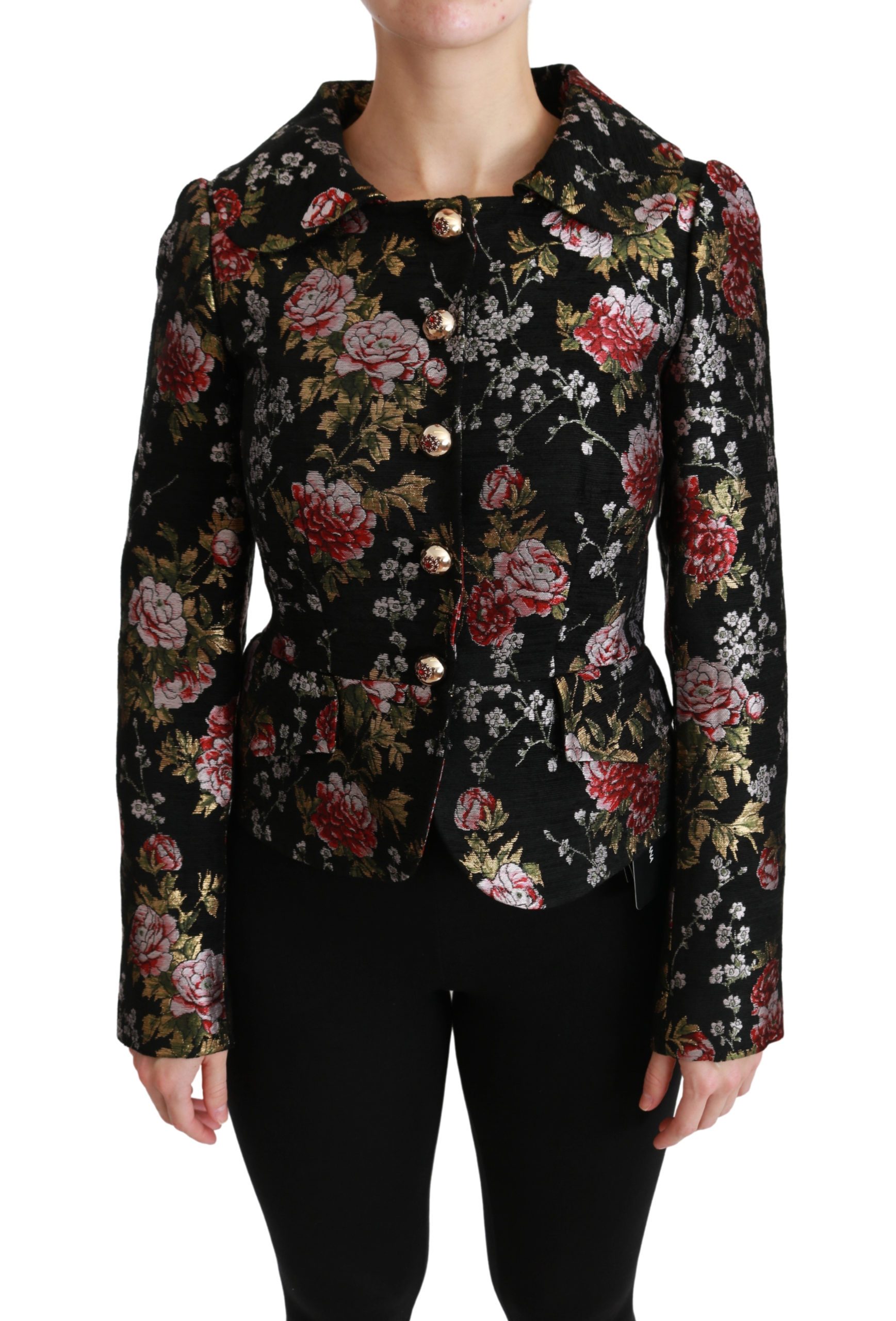 Dolce & Gabbana Women's Floral Brocade Jacket Black JKT2523 - IT40|S