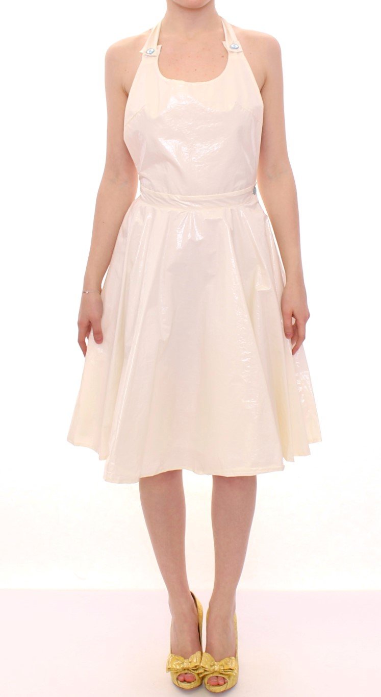 Licia Florio Women's Halterneck Knee Length Tea Dress White MOM10095 - IT44|L