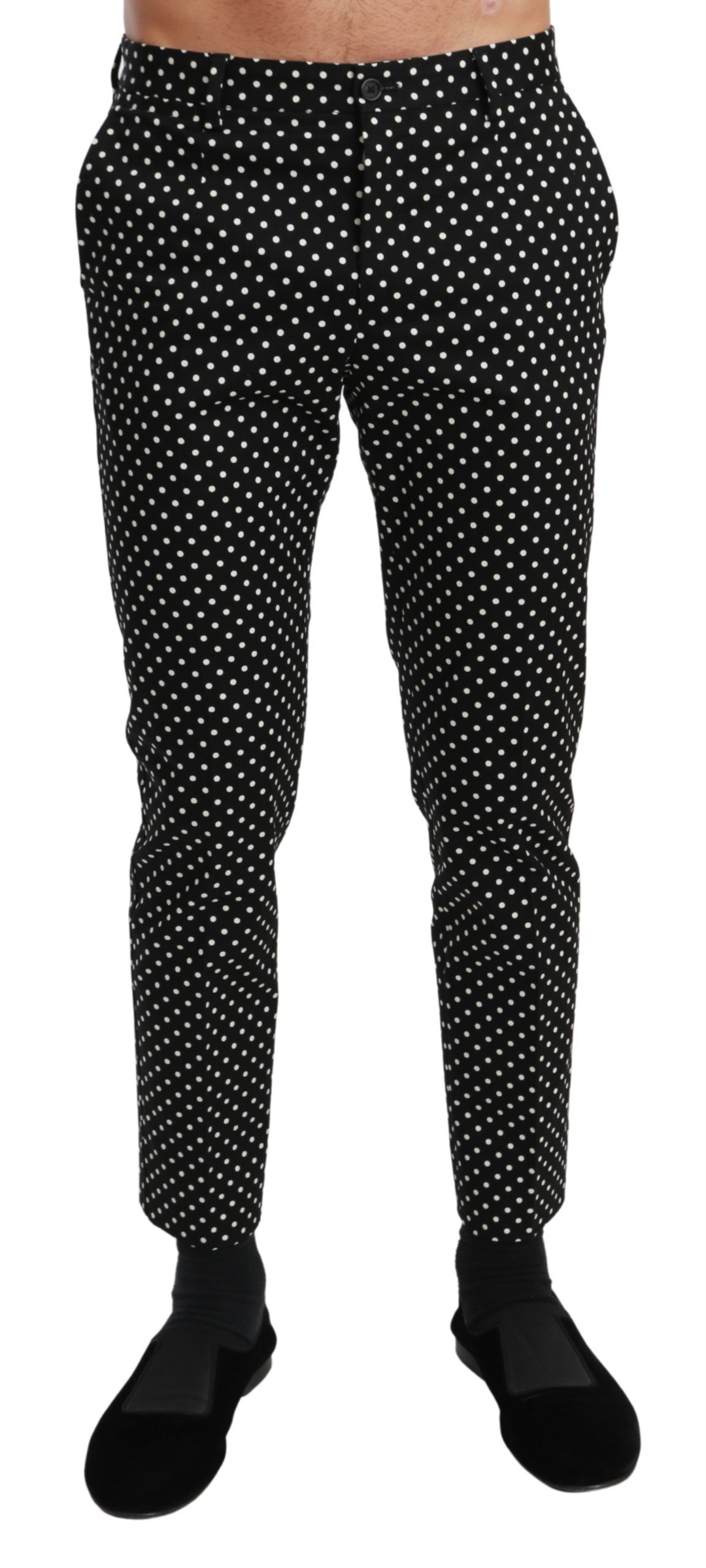 Dolce & Gabbana Men's Polka Dots Casual Trouser Black PAN71020 - IT44 | XS