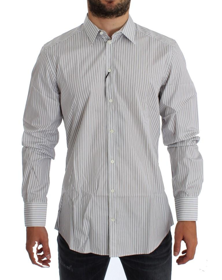 Dolce & Gabbana Men's Striped Slim Fit Shirt White GTT10314 - 43