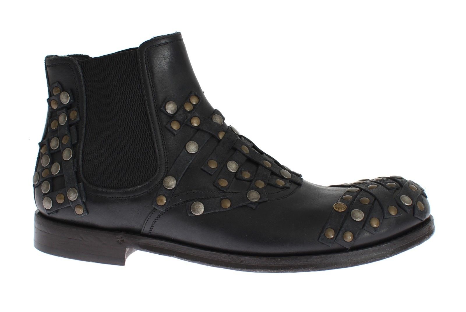 Dolce & Gabbana Men's Leather Studded Boots Black MOM25588 - EU40/US7